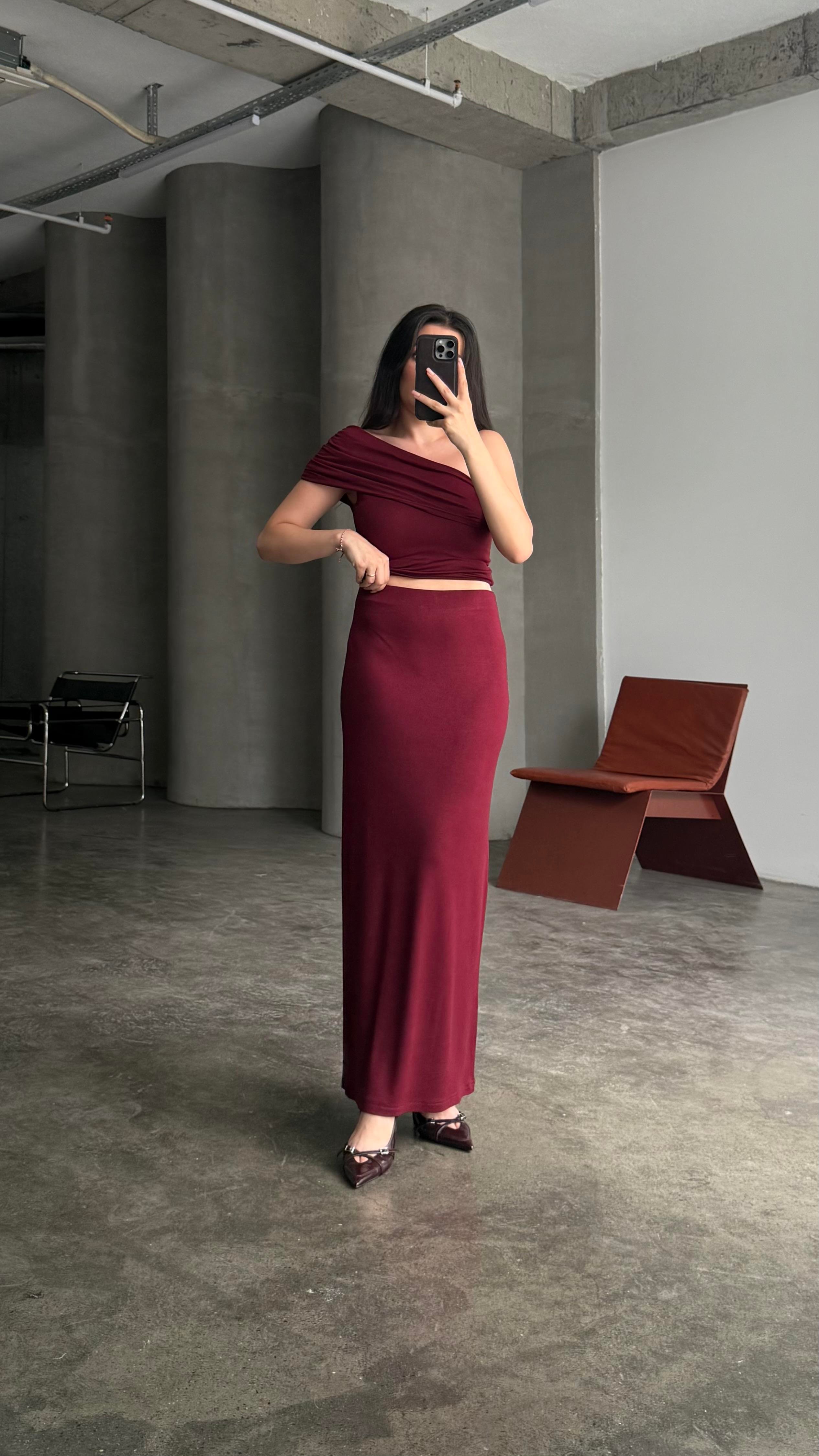 Marka Bordo Soft Touch Midi Boy Etek