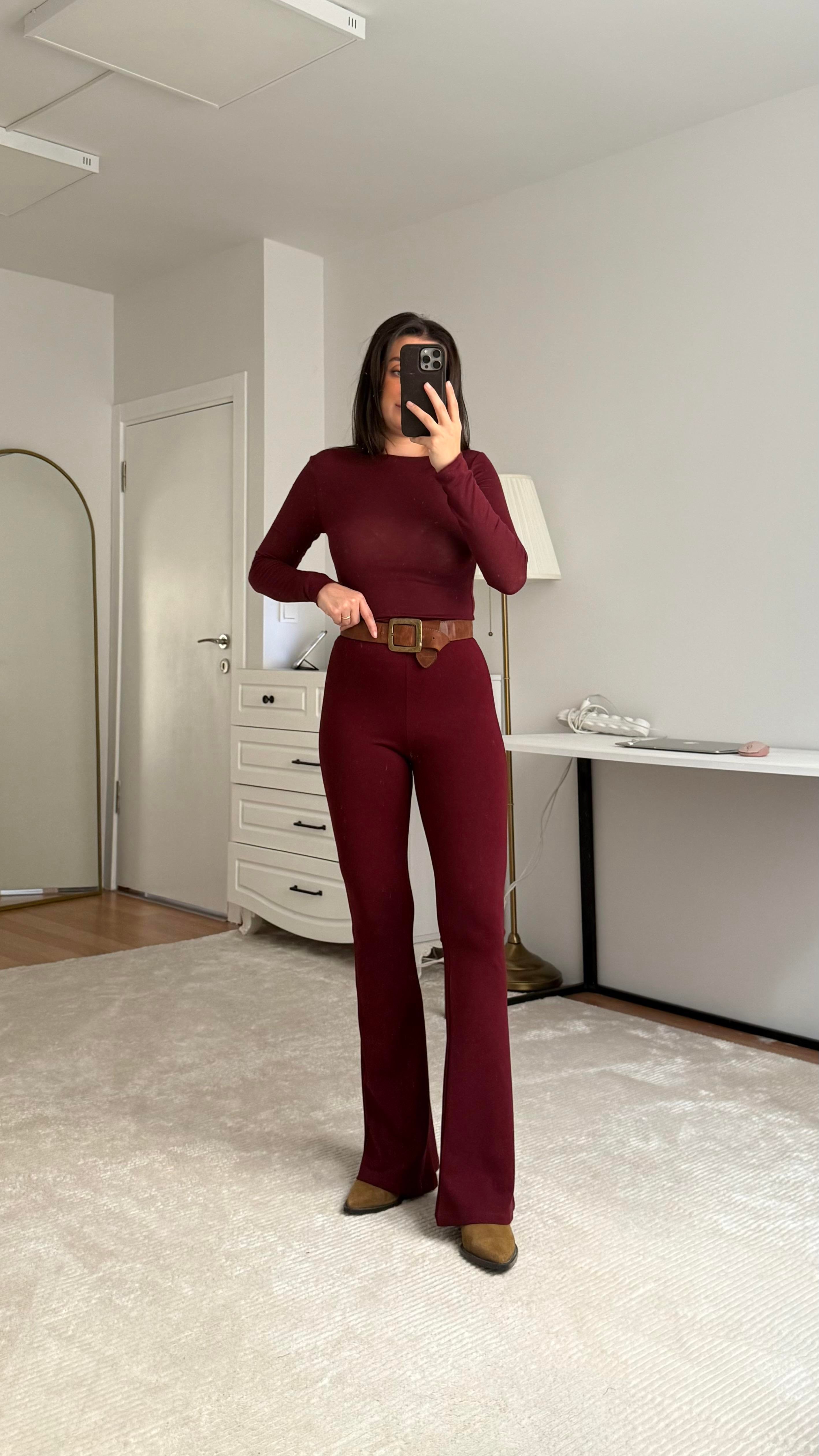 Marka Bordo Transparan Bluz