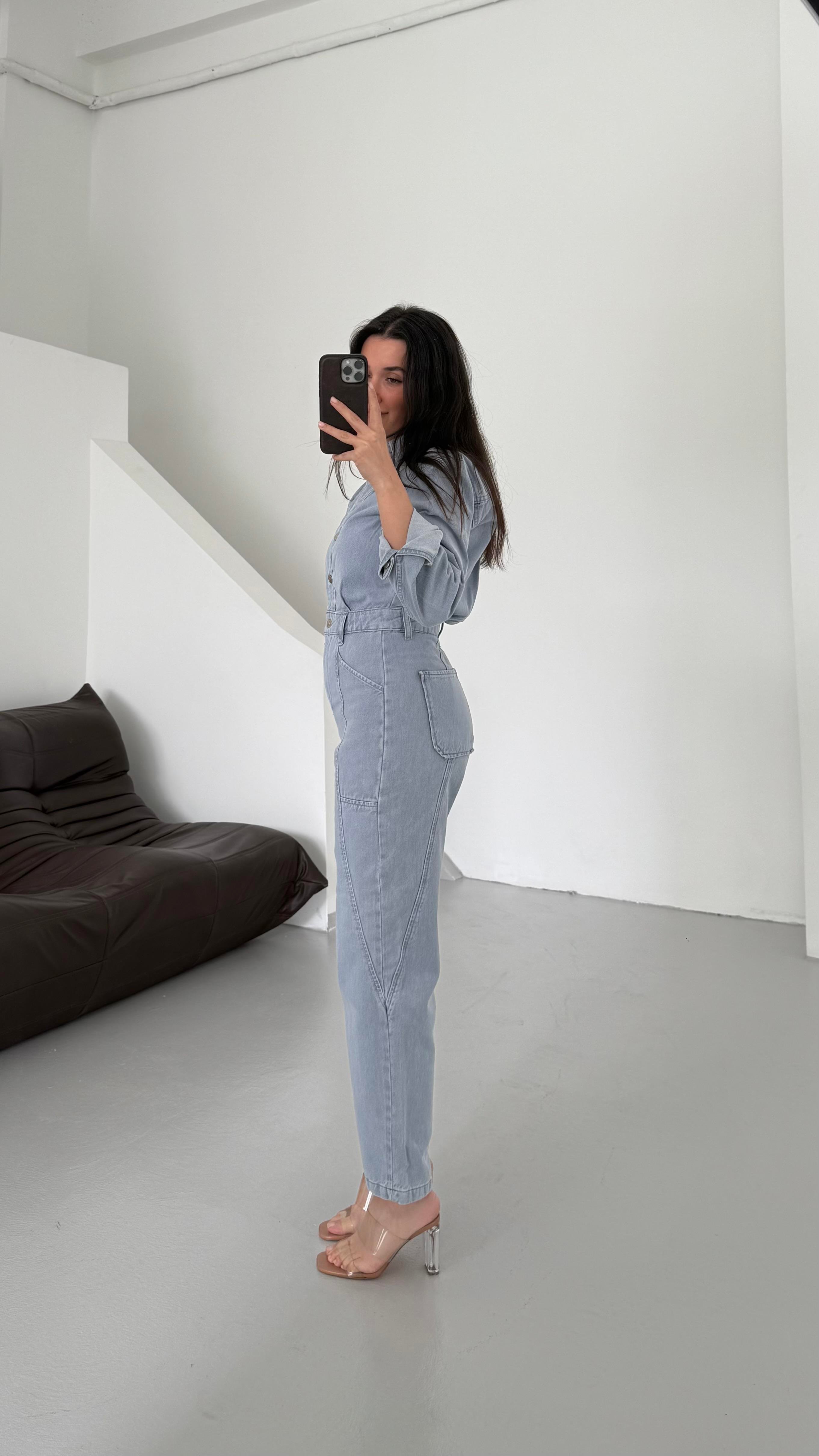 Marka Buz Mavi Denim Tulum