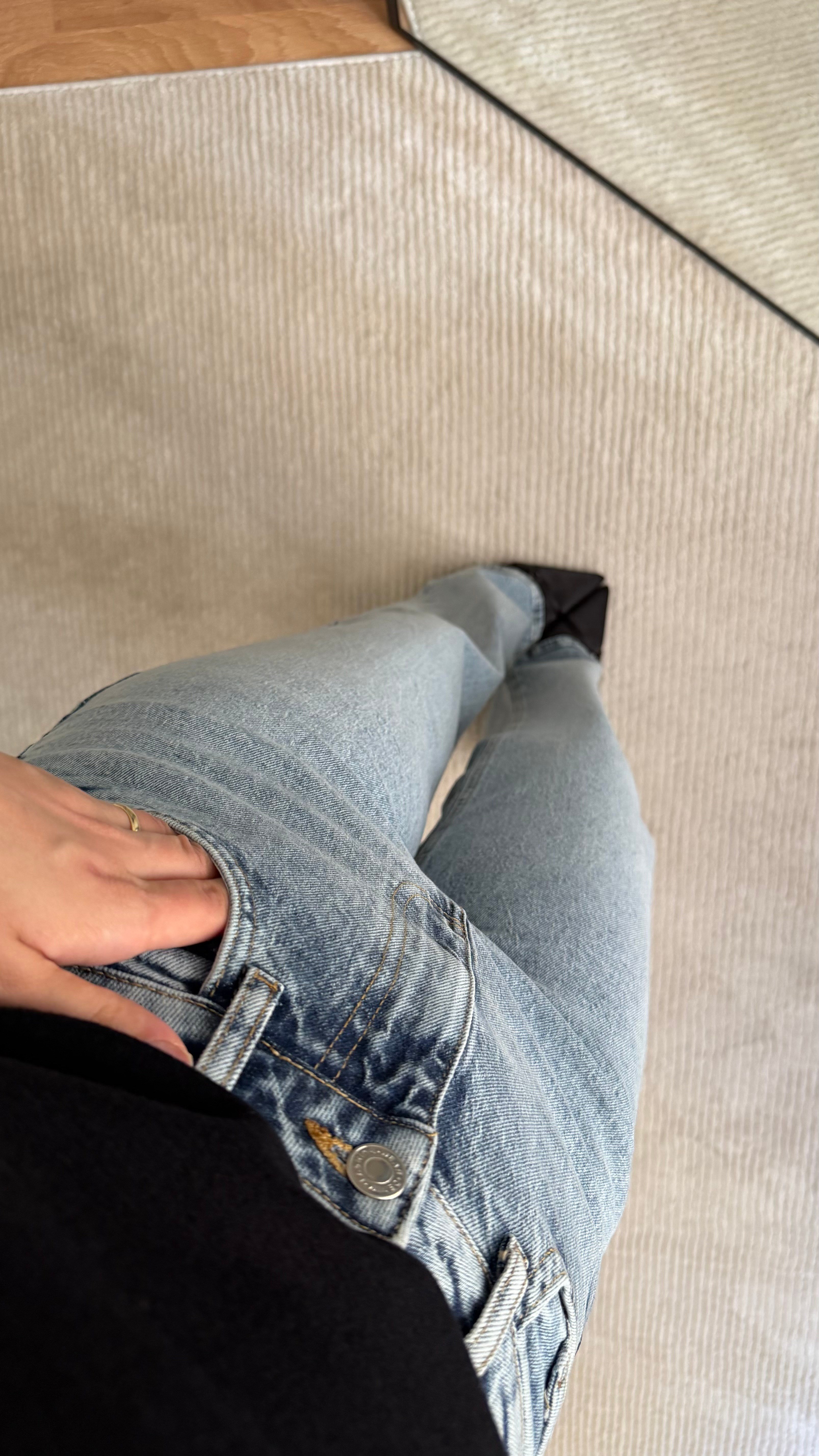 Marka Buz Mavi Yüksek Bel Düz Kesim Jean