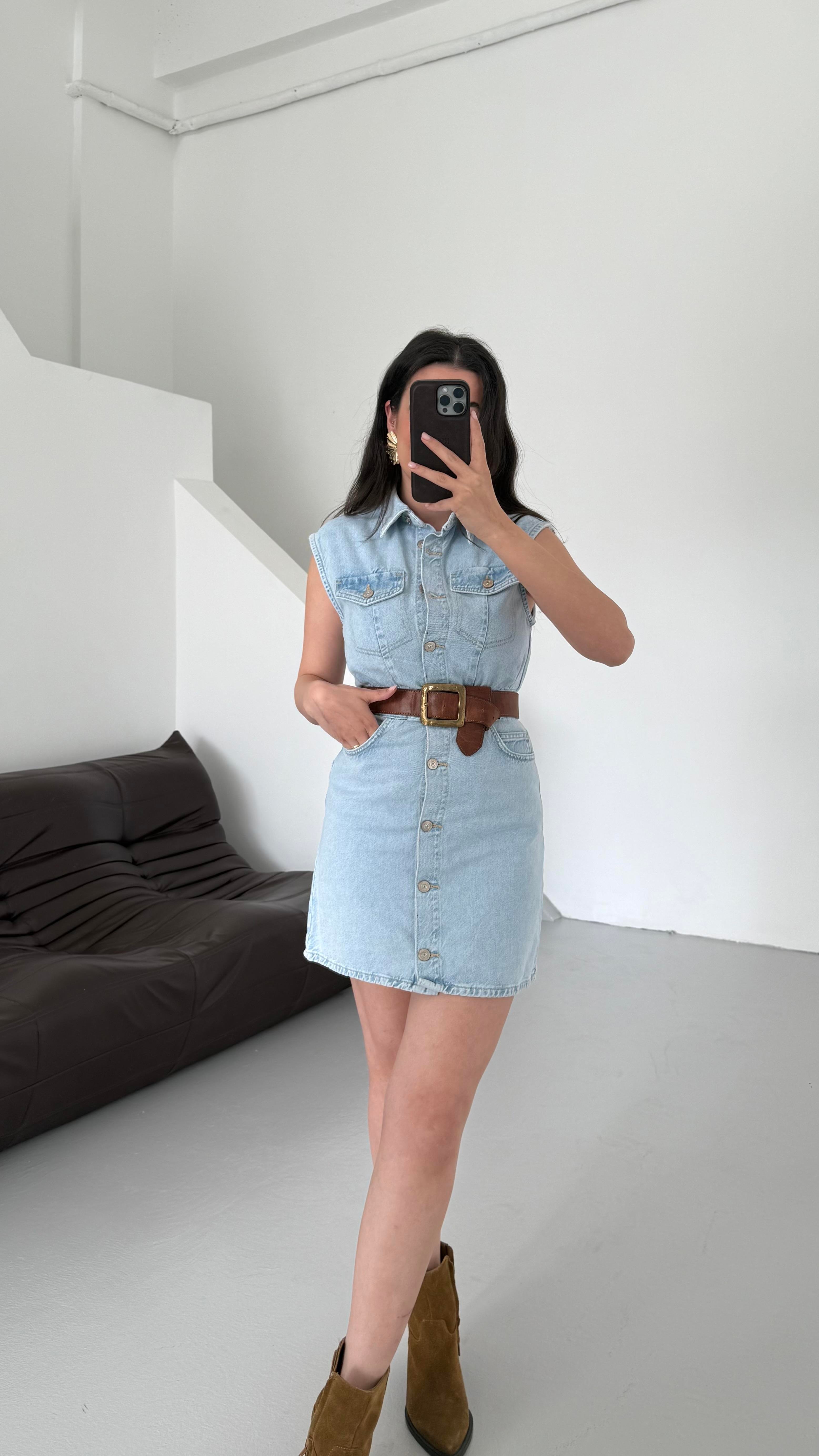 Marka Denim Kolsuz Elbise