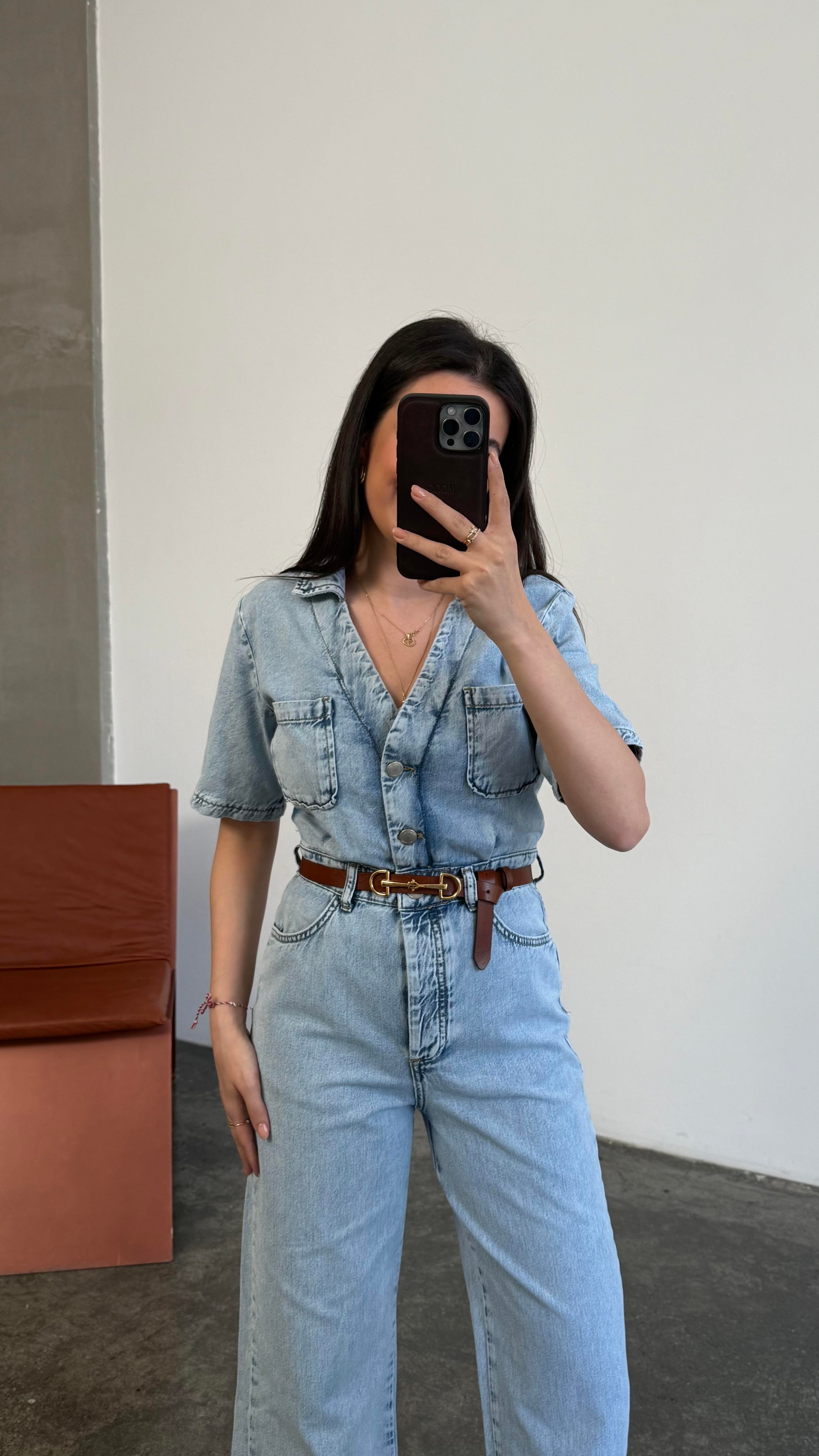 Marka Donuk Mavi Denim Tulum