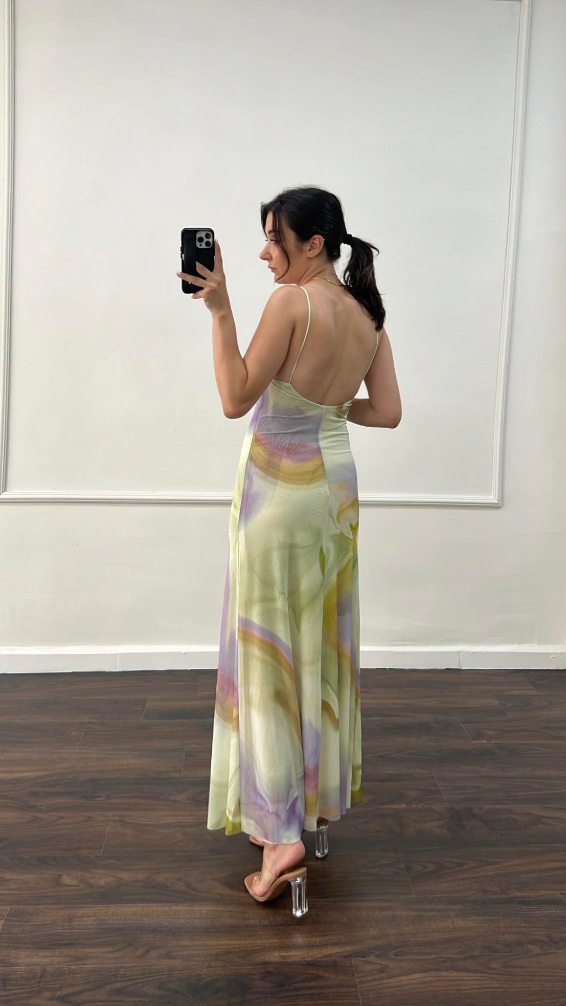 Marka Drapeli Uzun Tül Elbise