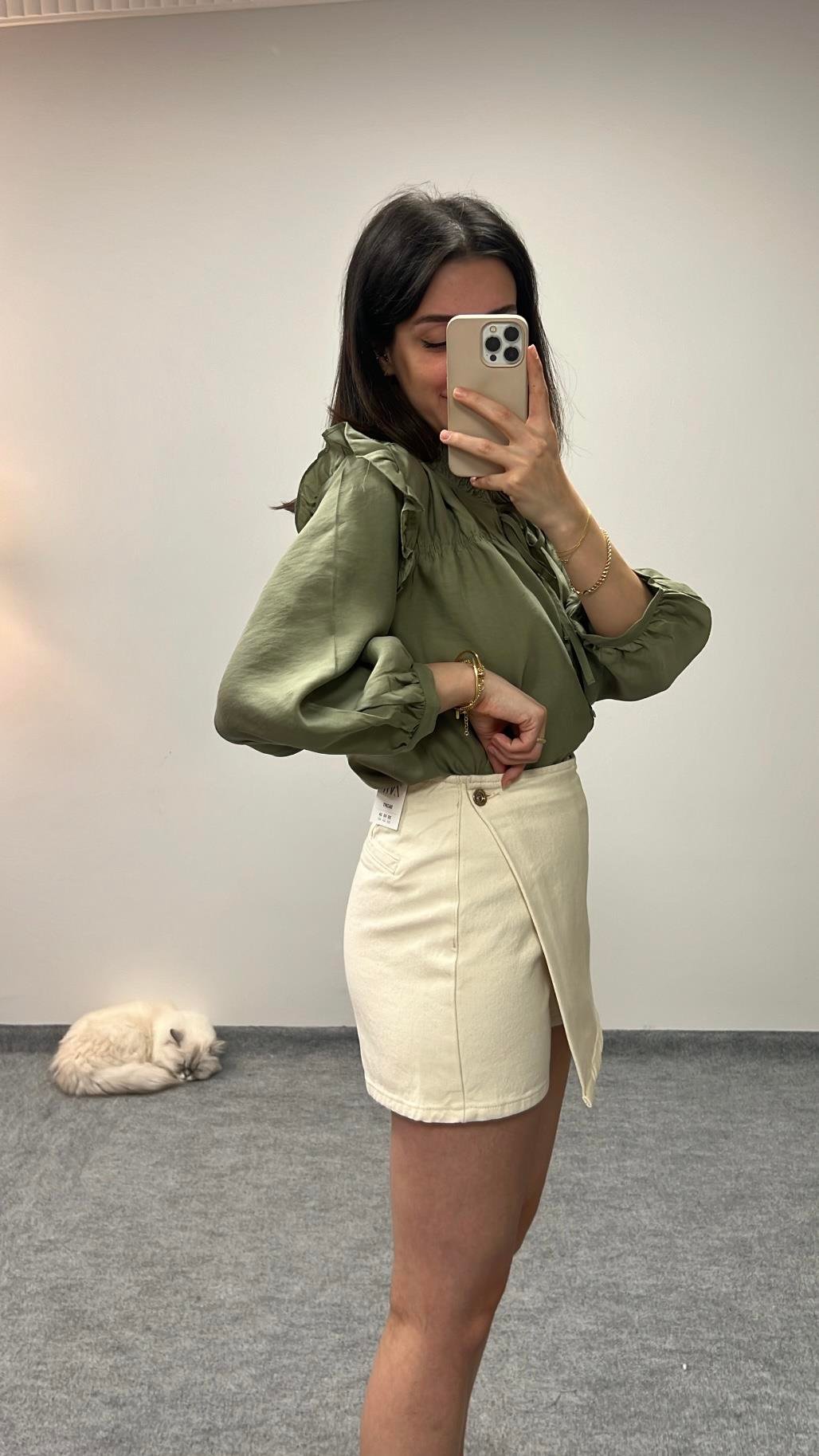 MARKA EKRU DENİM ŞORT ETEK