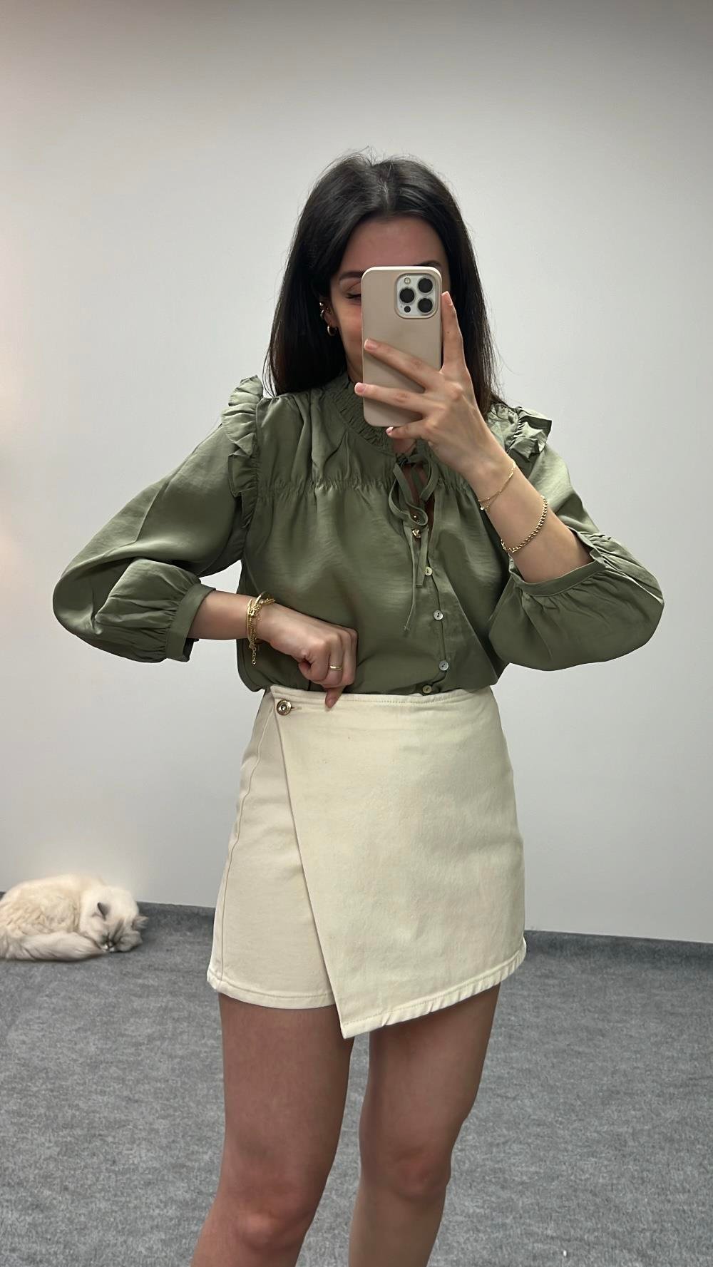 MARKA EKRU DENİM ŞORT ETEK