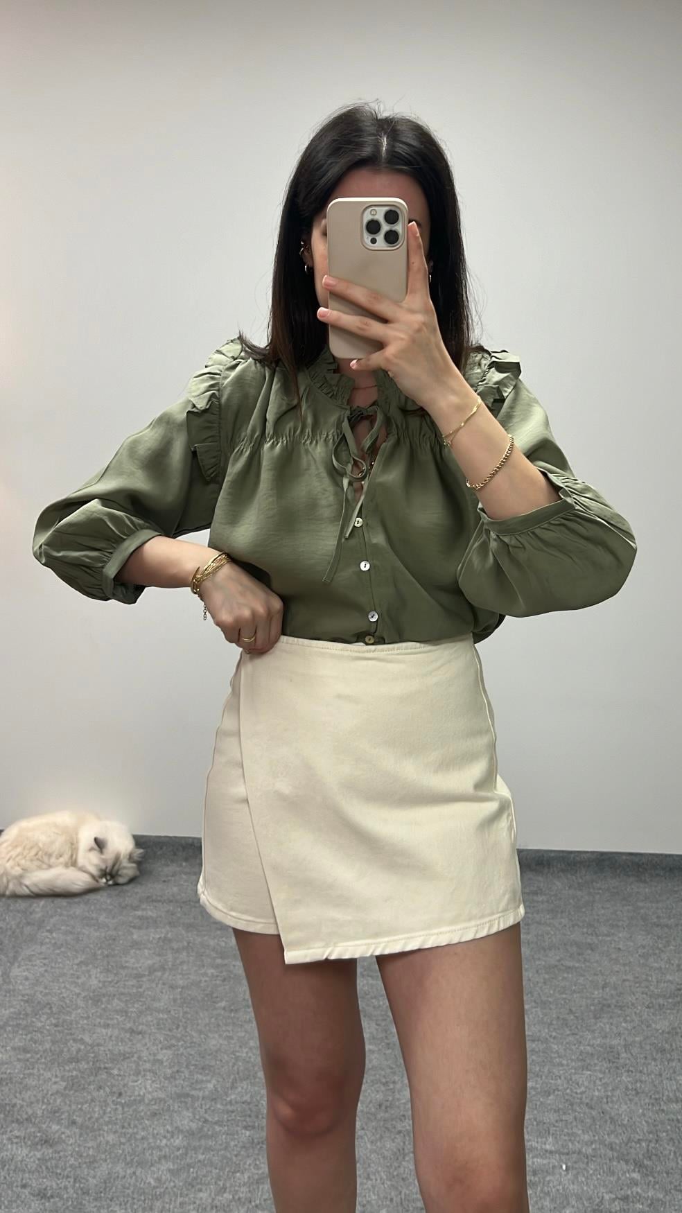 MARKA EKRU DENİM ŞORT ETEK