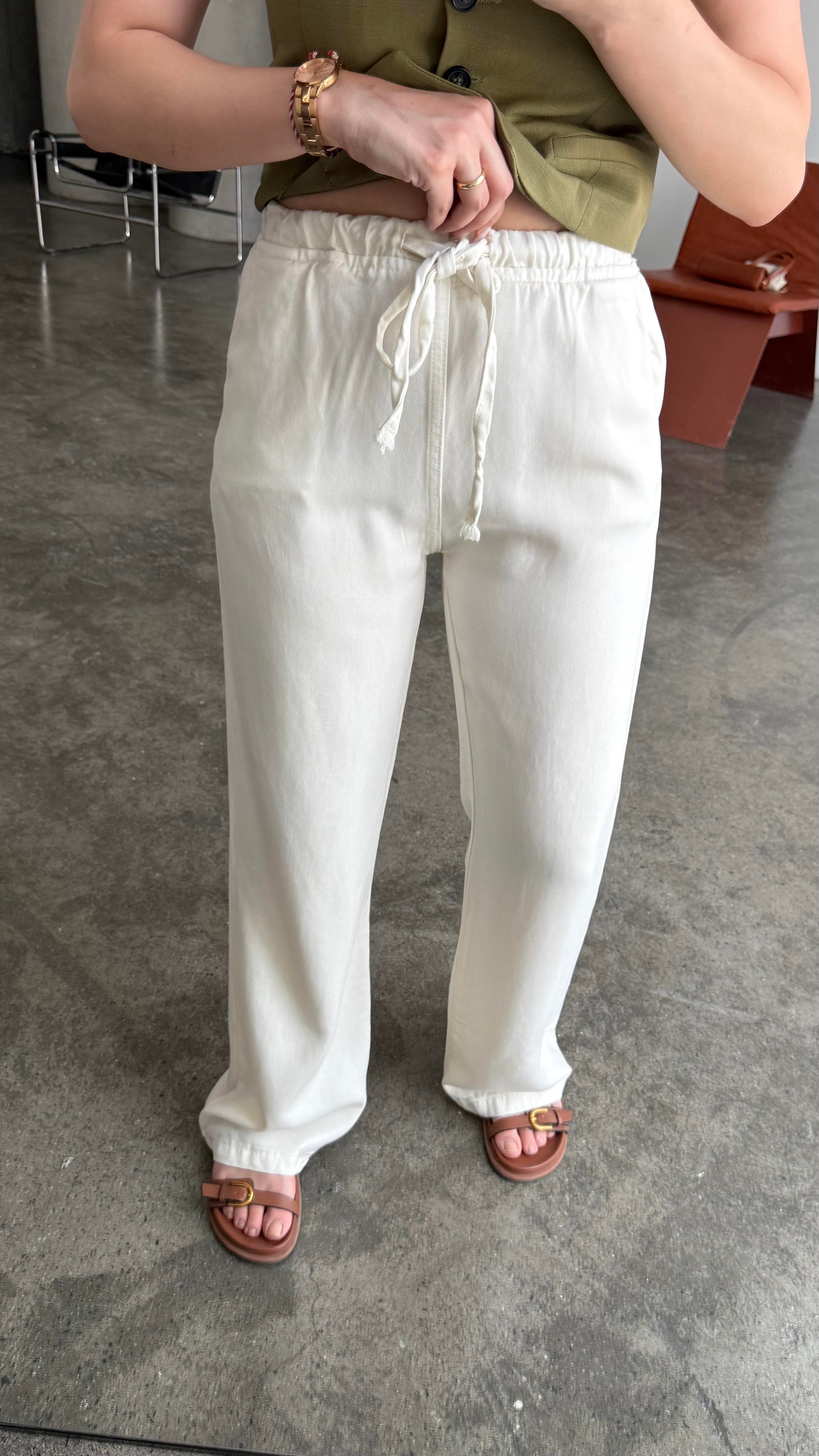 Marka Ekru Tensel Straight Pantalon