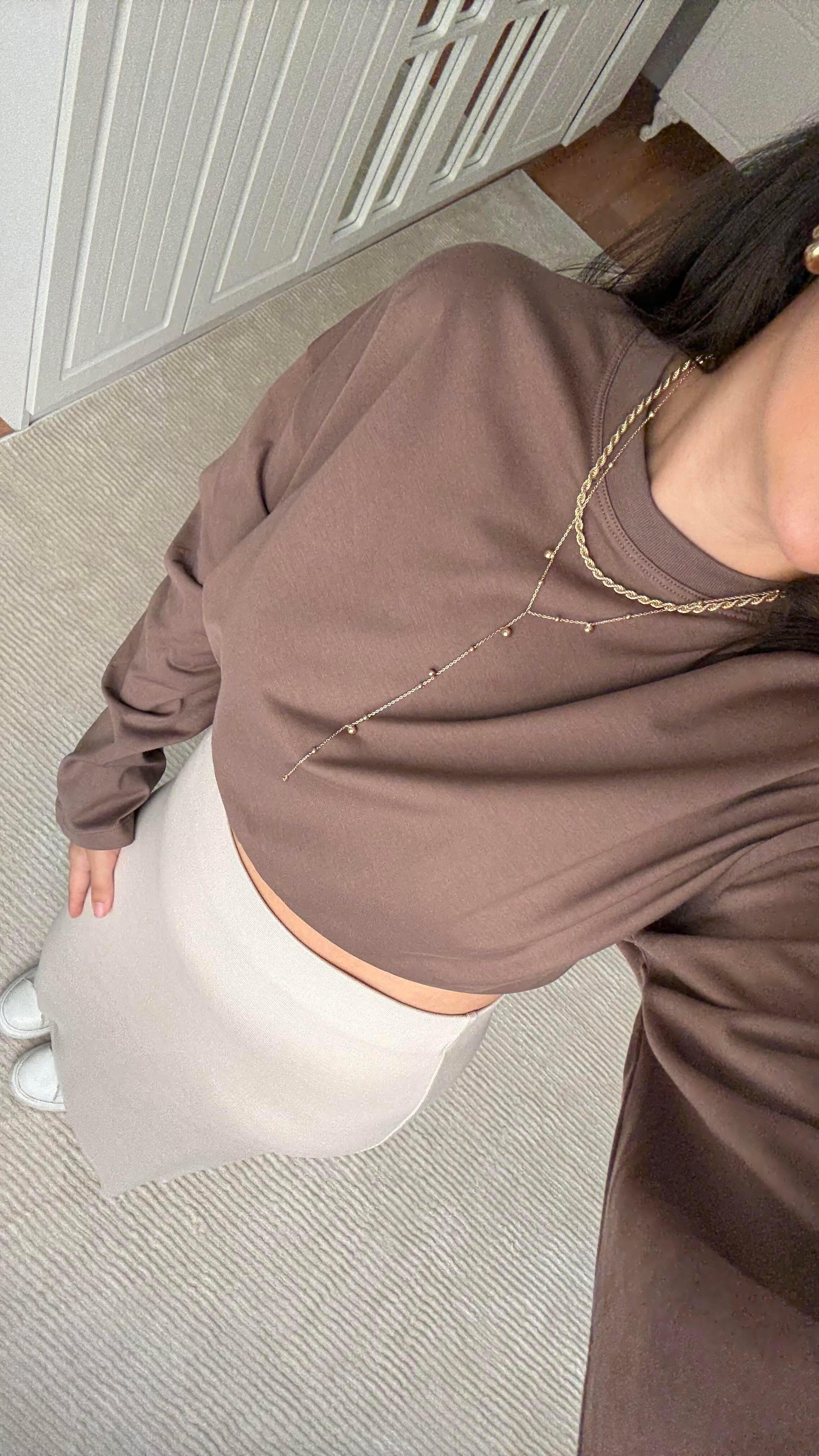 Marka Kahve Basıc Sweatshirt