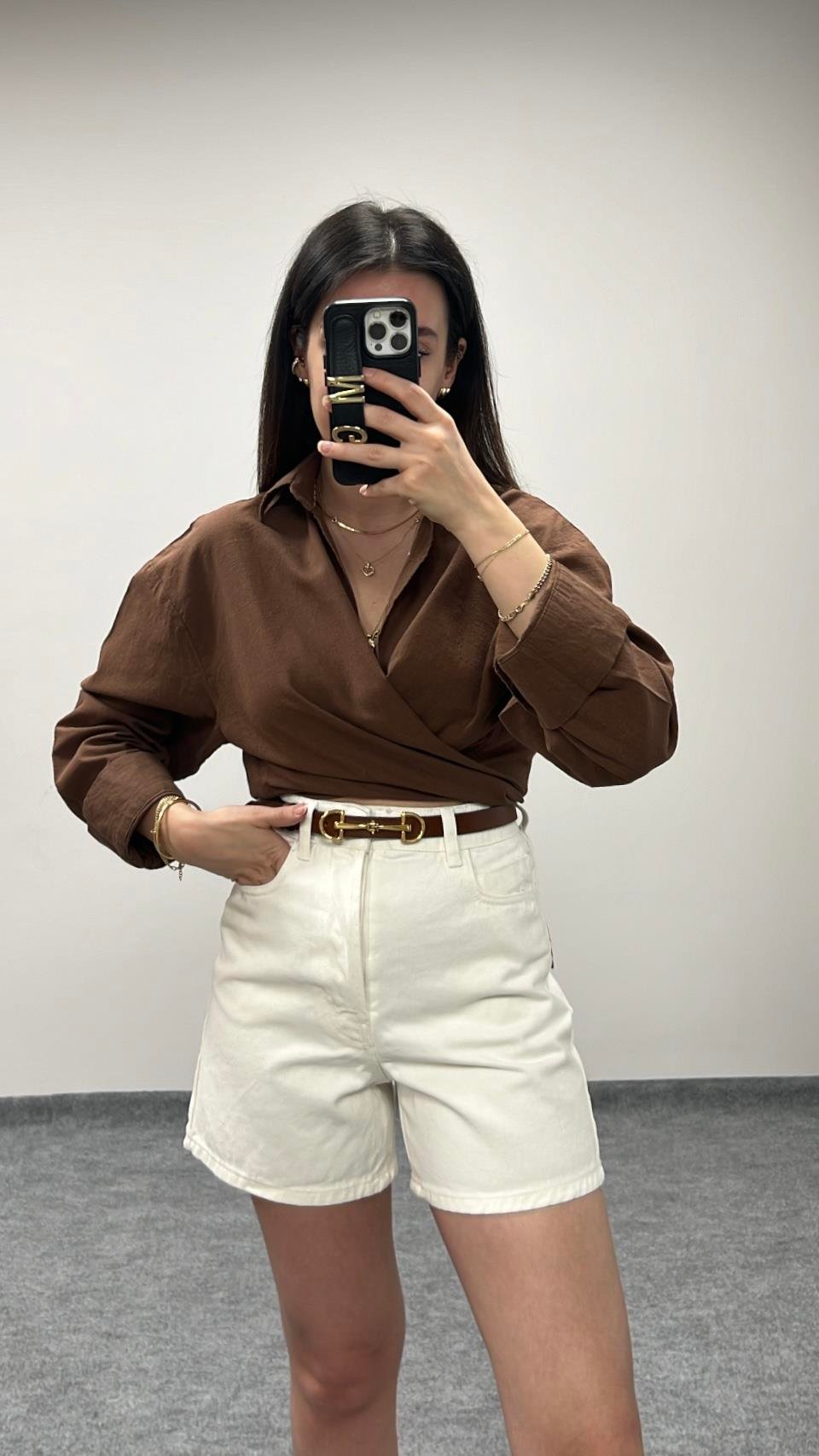 MARKA KAHVE KETEN GÖMLEK