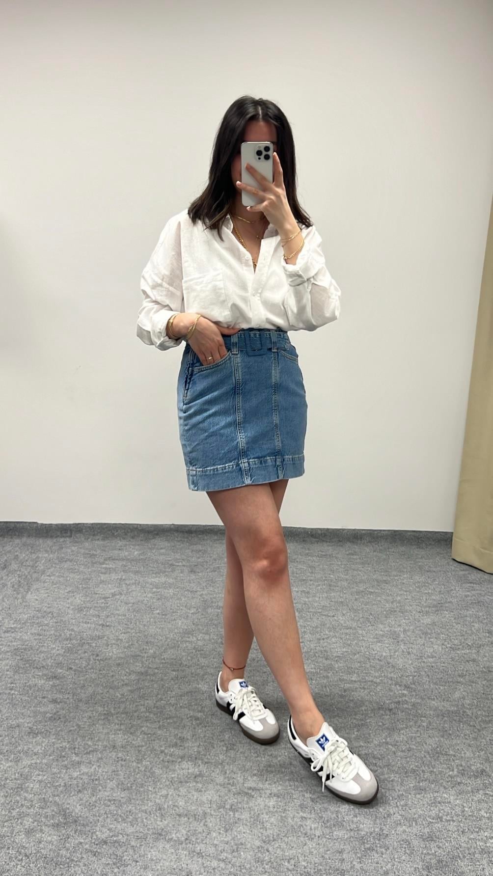 MARKA KEMER DETAY DENİM ETEK