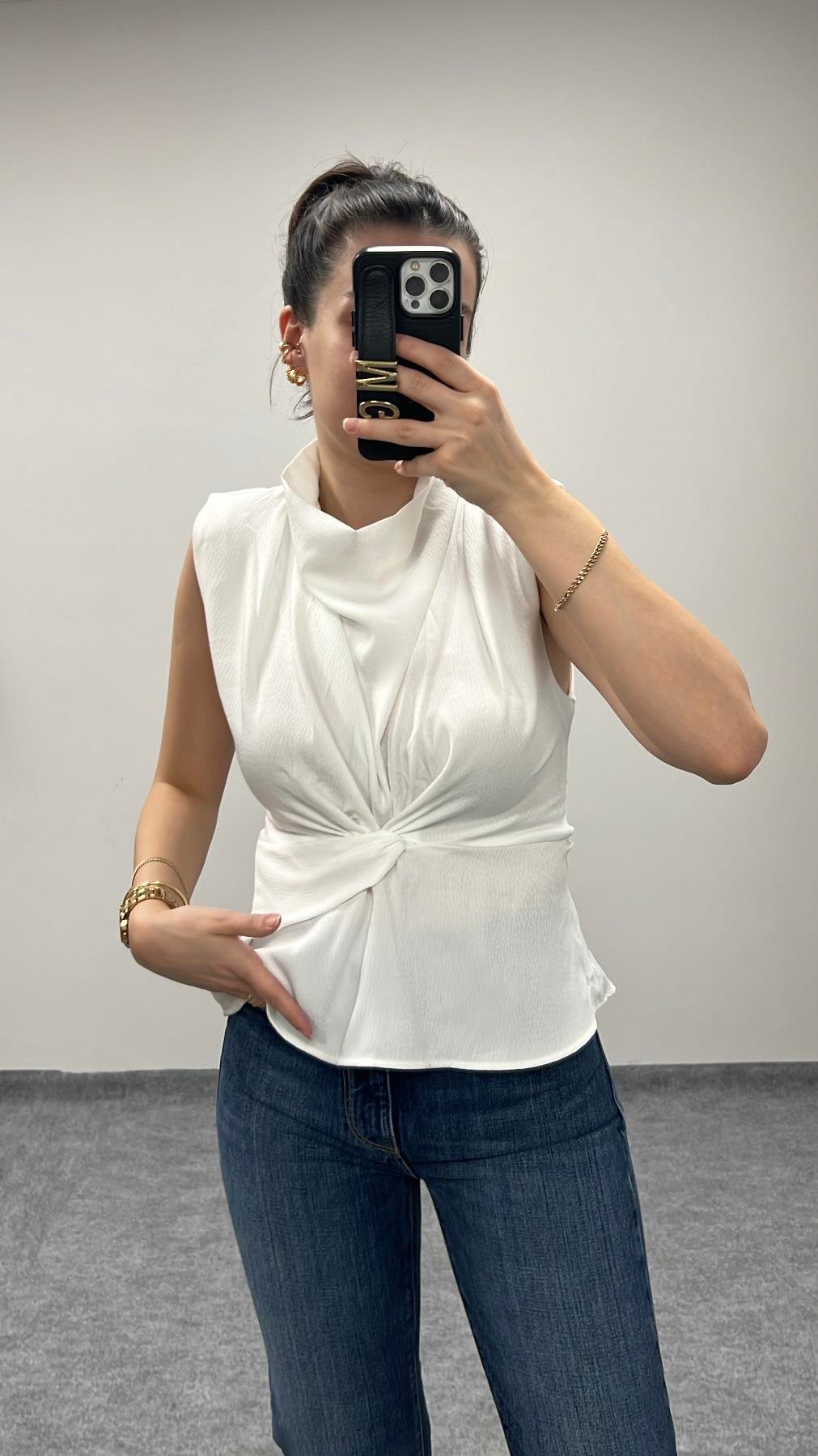 MARKA KOLSUZ DRAPELİ GÖMLEK BLUZ