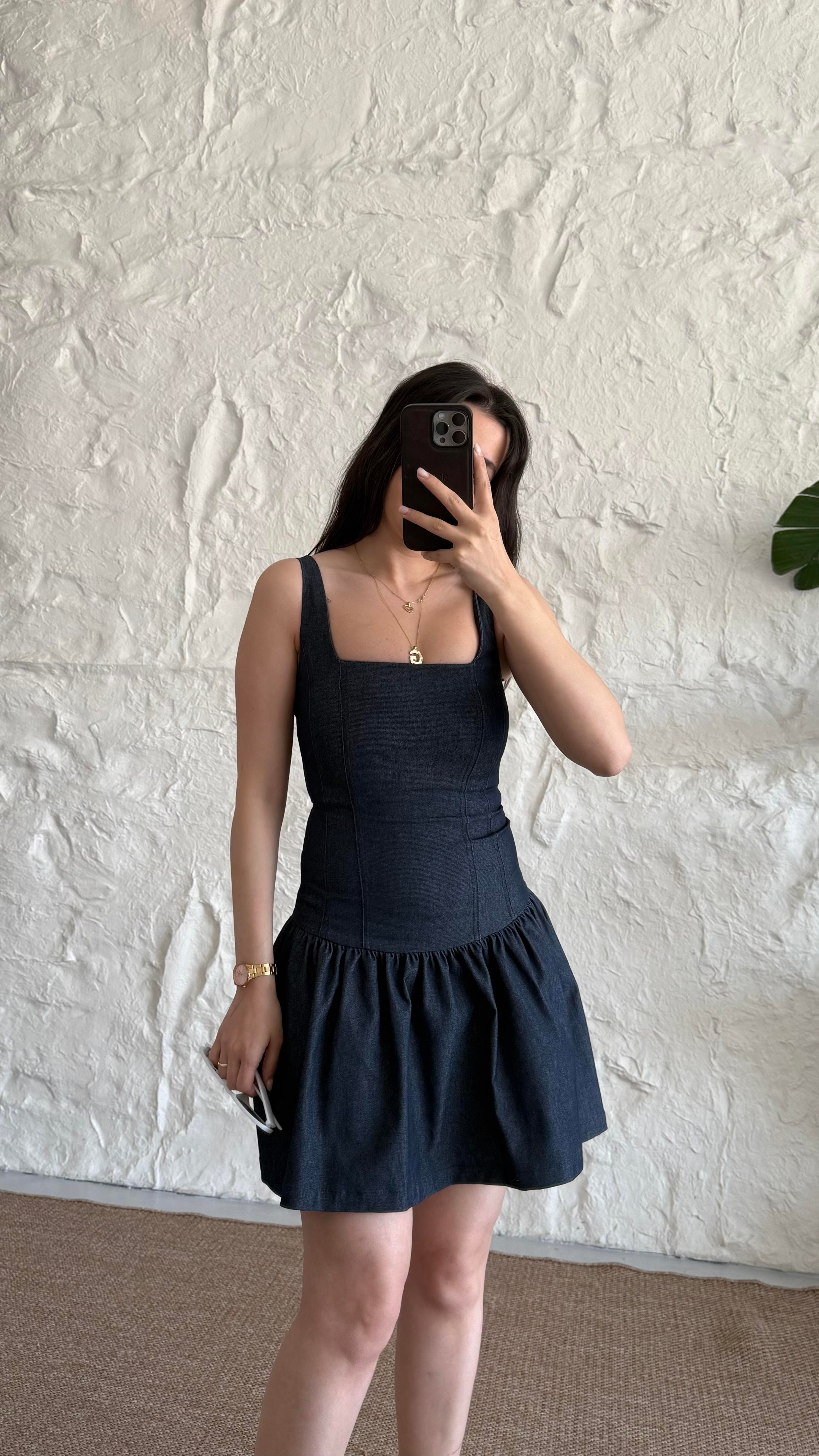 Marka Koyu Laci Denim Elbise