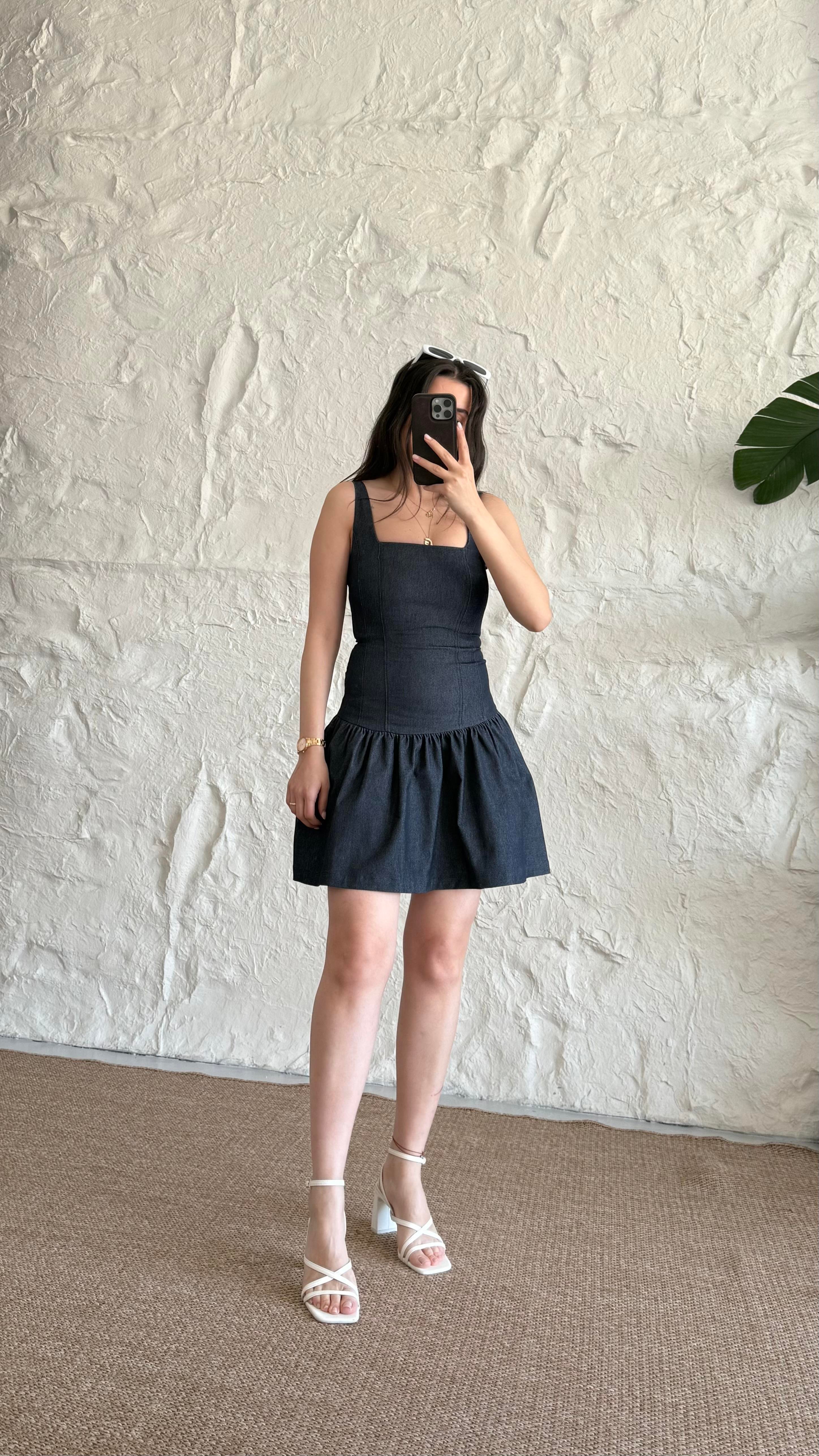 Marka Koyu Laci Denim Elbise