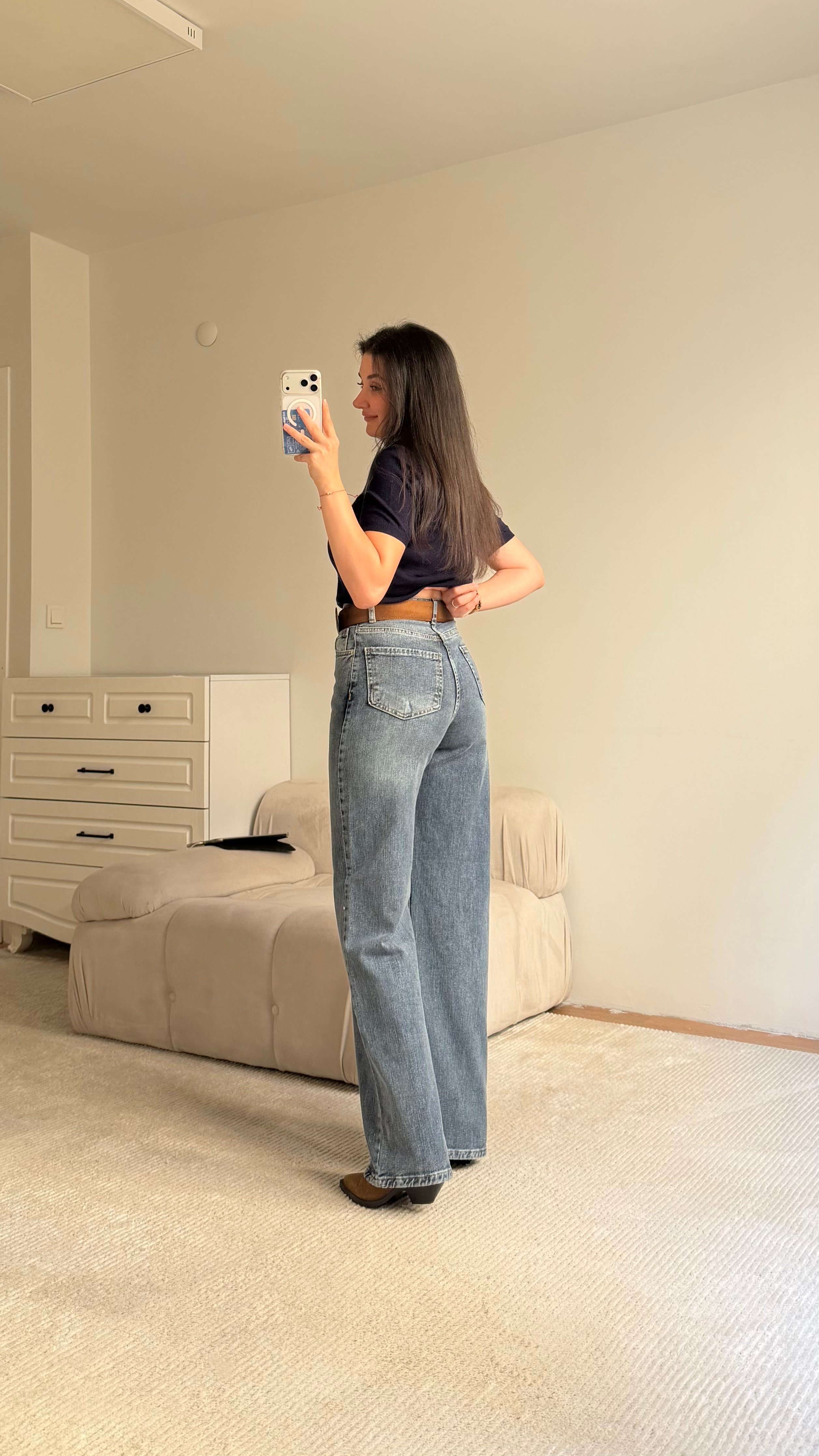 Marka Koyu Mavi Comfort Wide Leg Jean