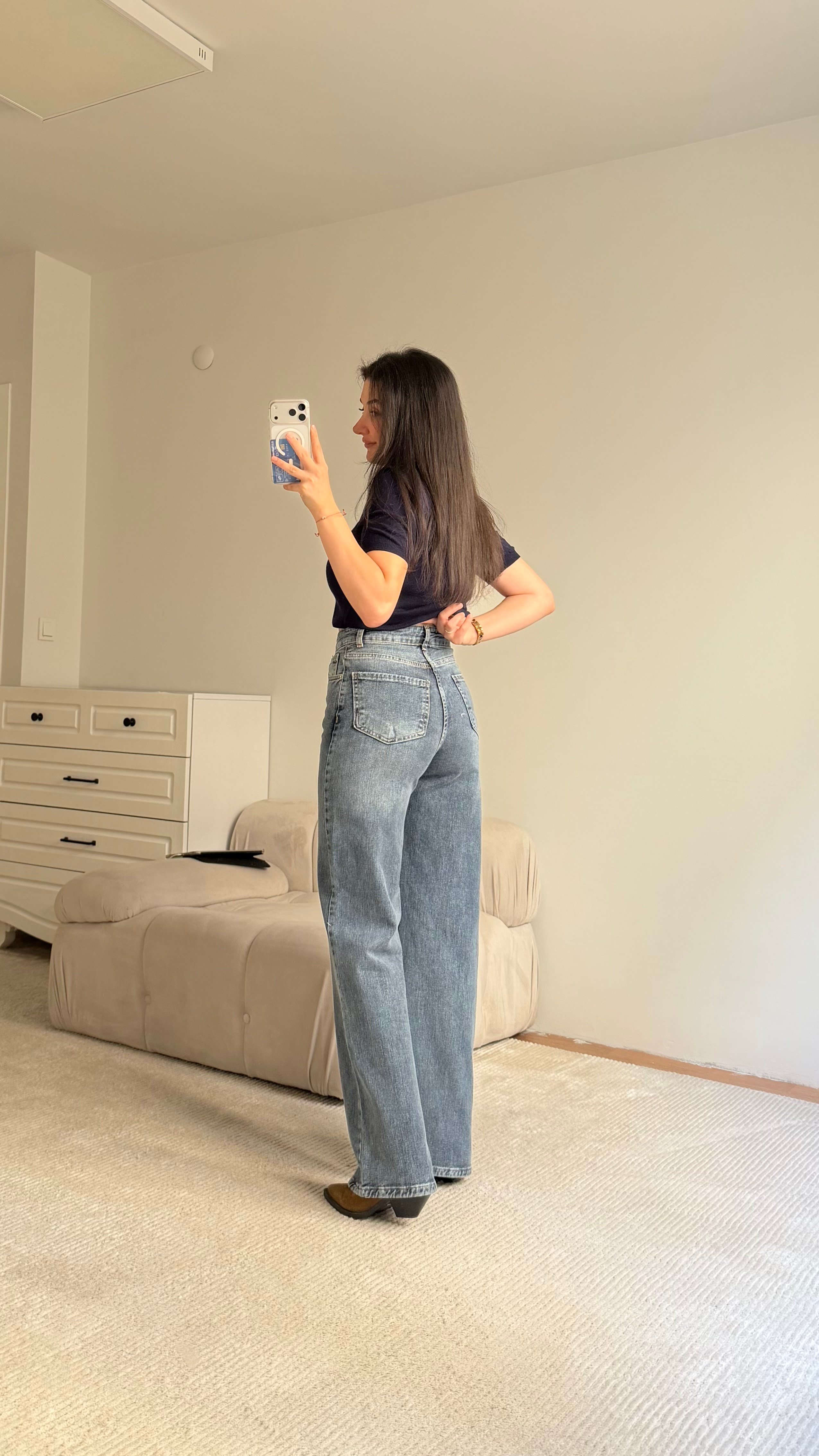 Marka Koyu Mavi Comfort Wide Leg Jean