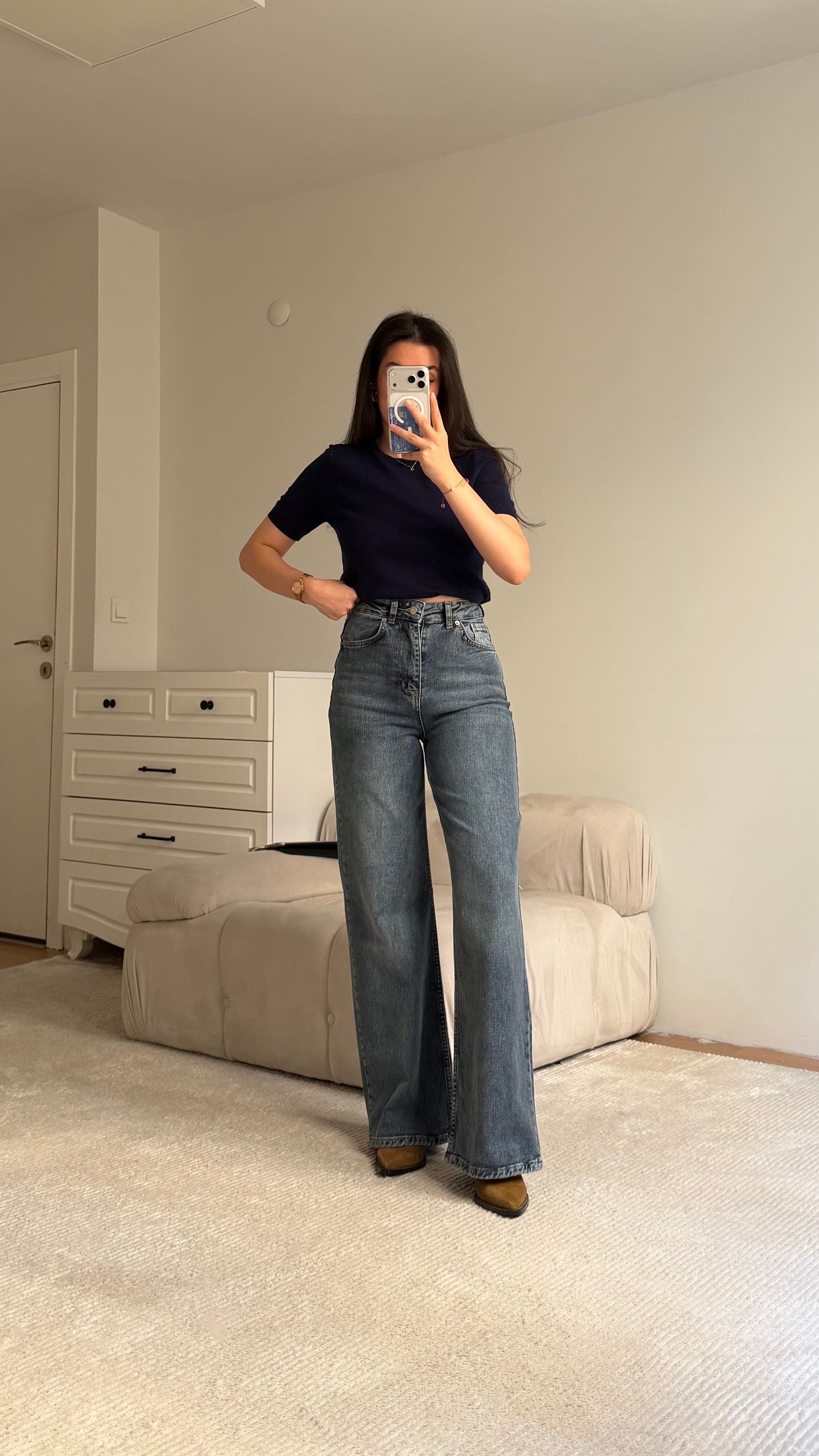 Marka Koyu Mavi Comfort Wide Leg Jean