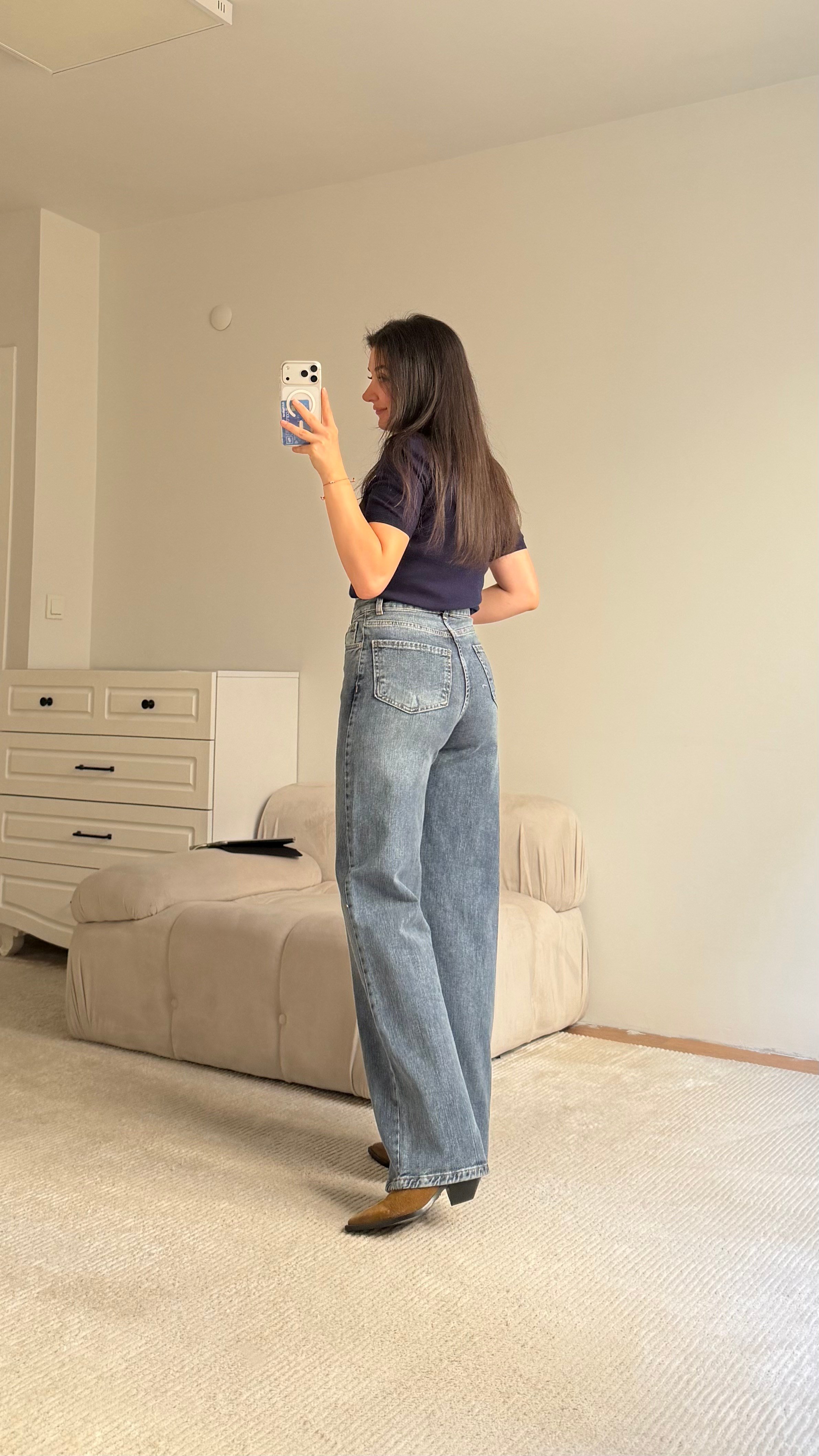 Marka Koyu Mavi Comfort Wide Leg Jean