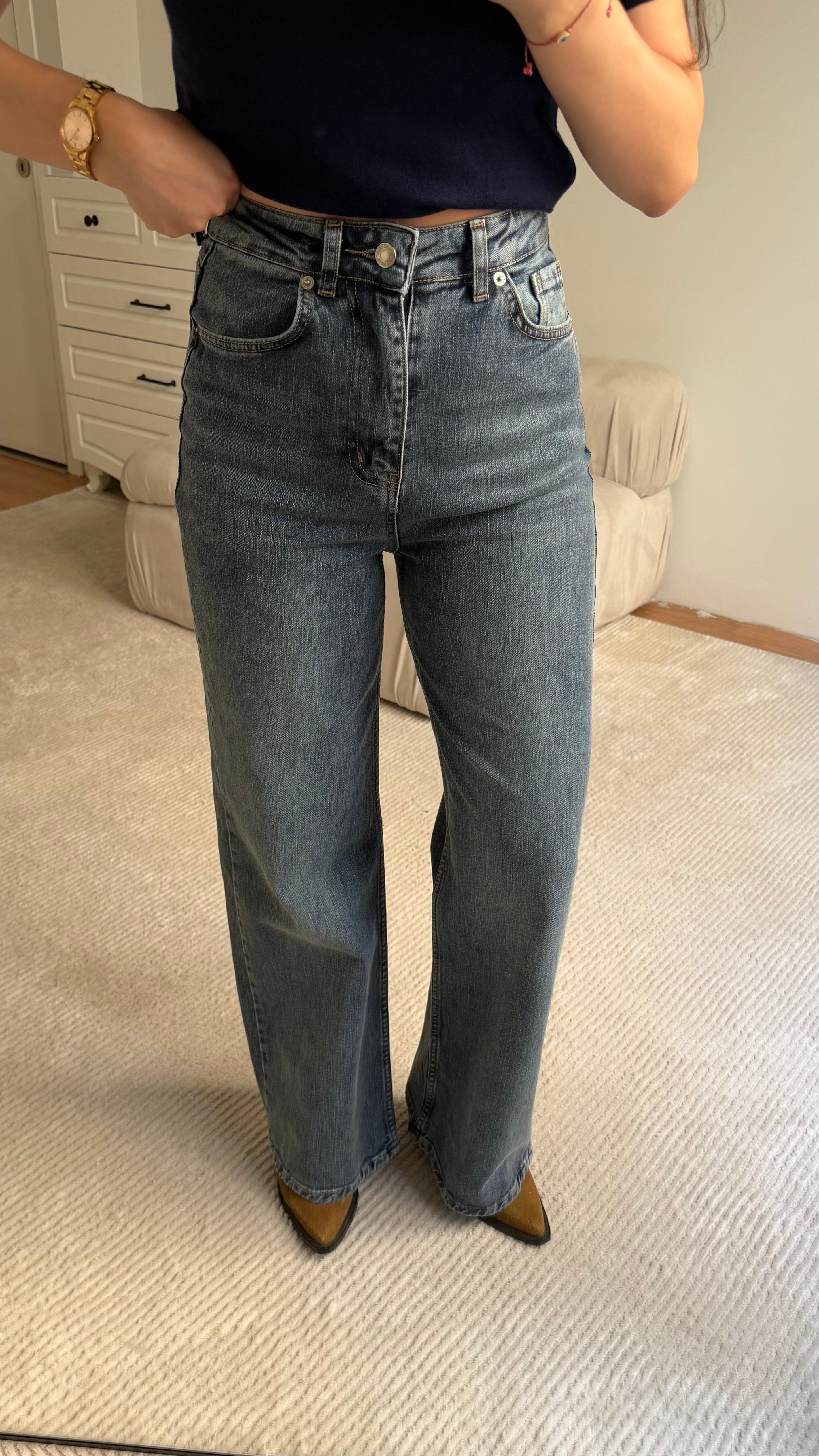 Marka Koyu Mavi Comfort Wide Leg Jean