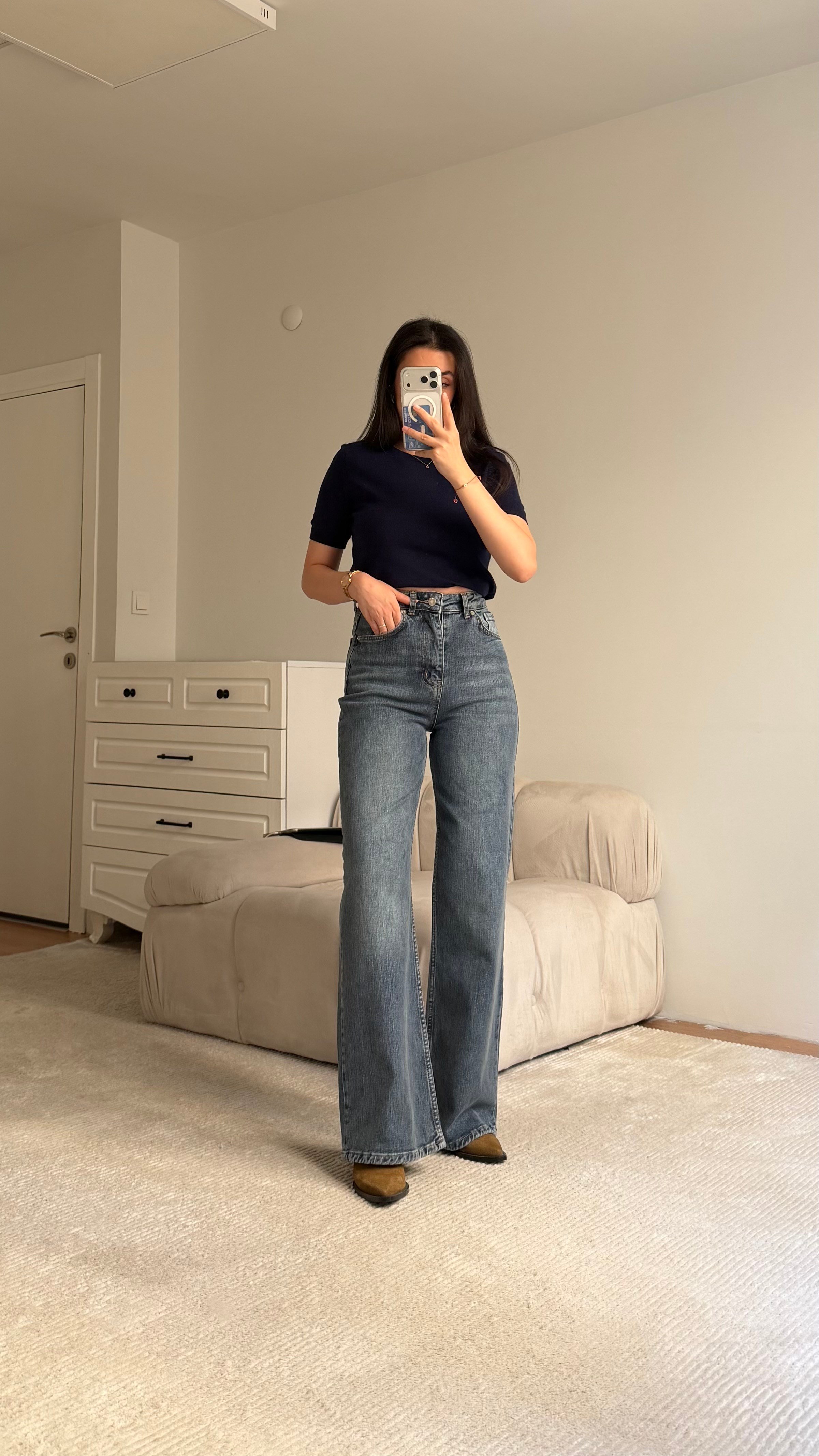 Marka Koyu Mavi Comfort Wide Leg Jean