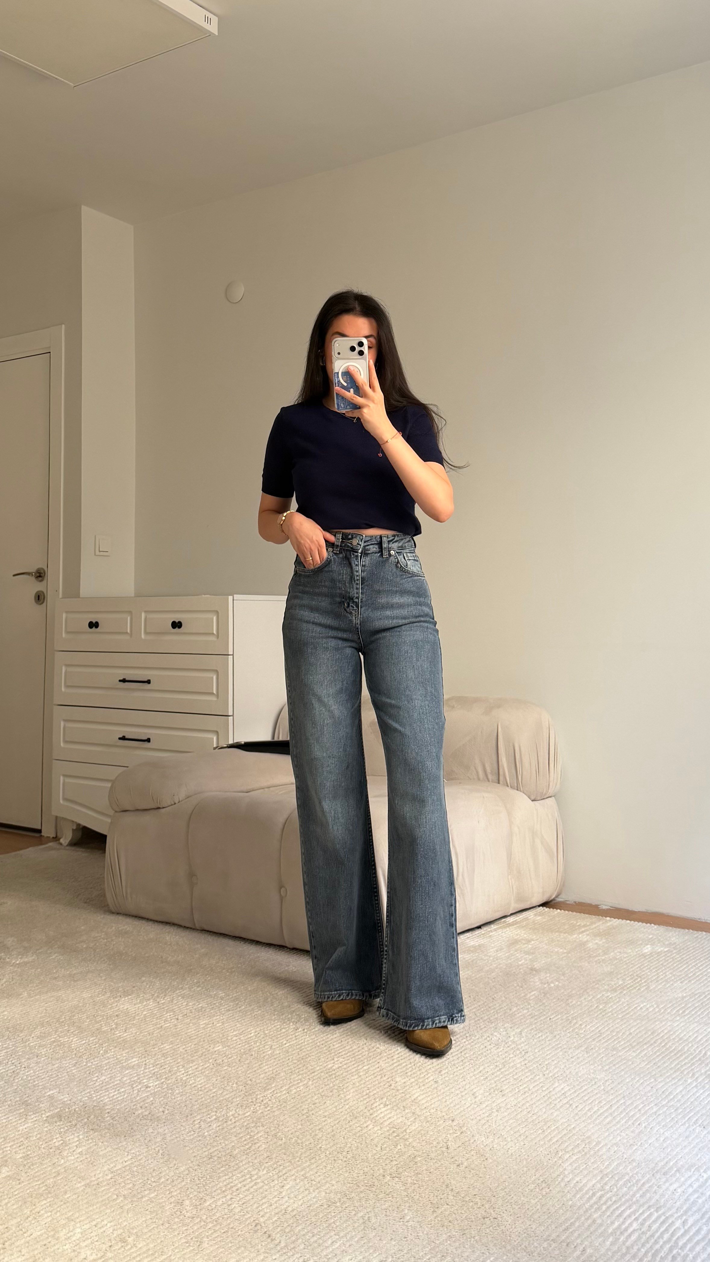 Marka Koyu Mavi Comfort Wide Leg Jean