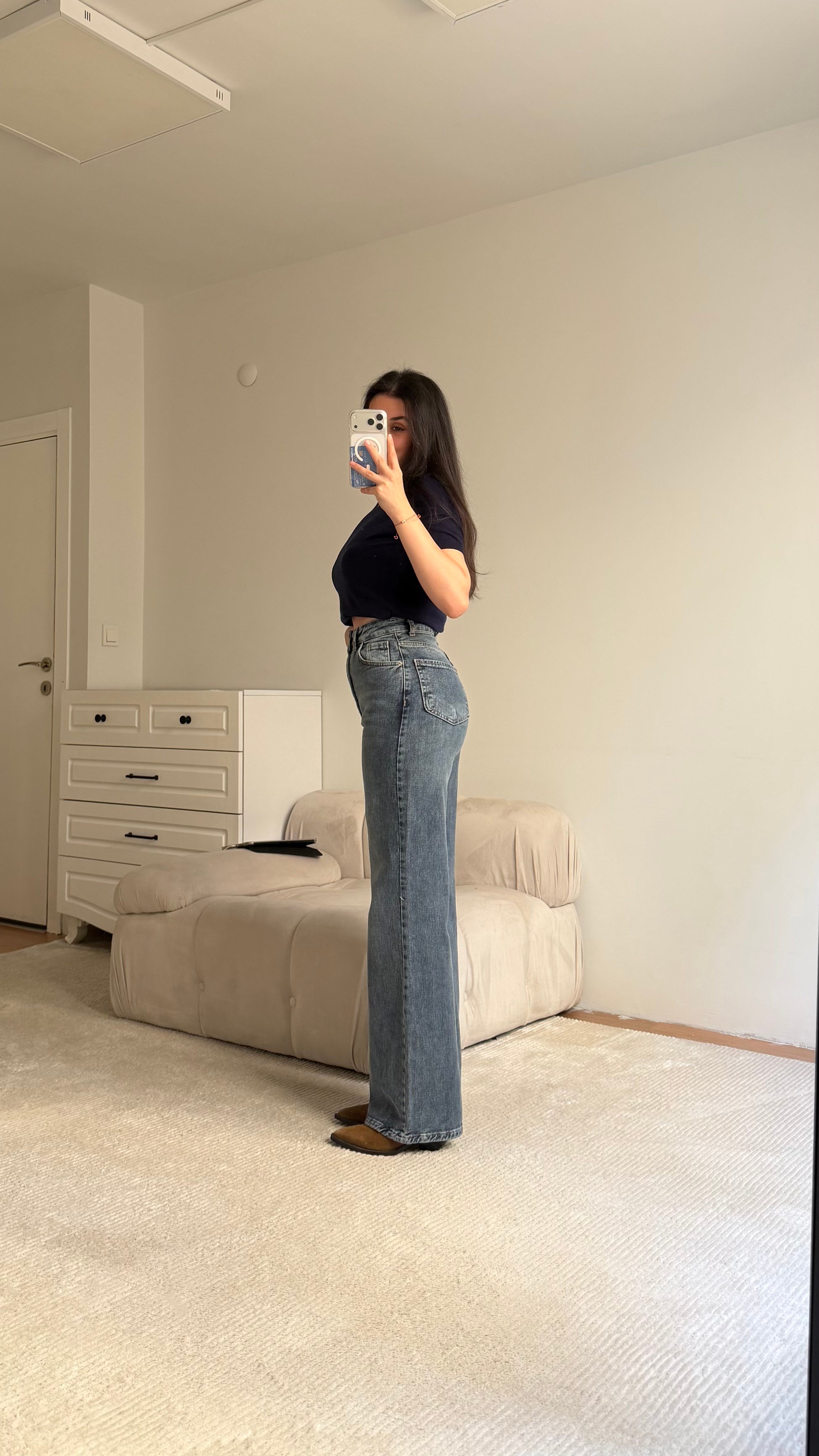 Marka Koyu Mavi Comfort Wide Leg Jean