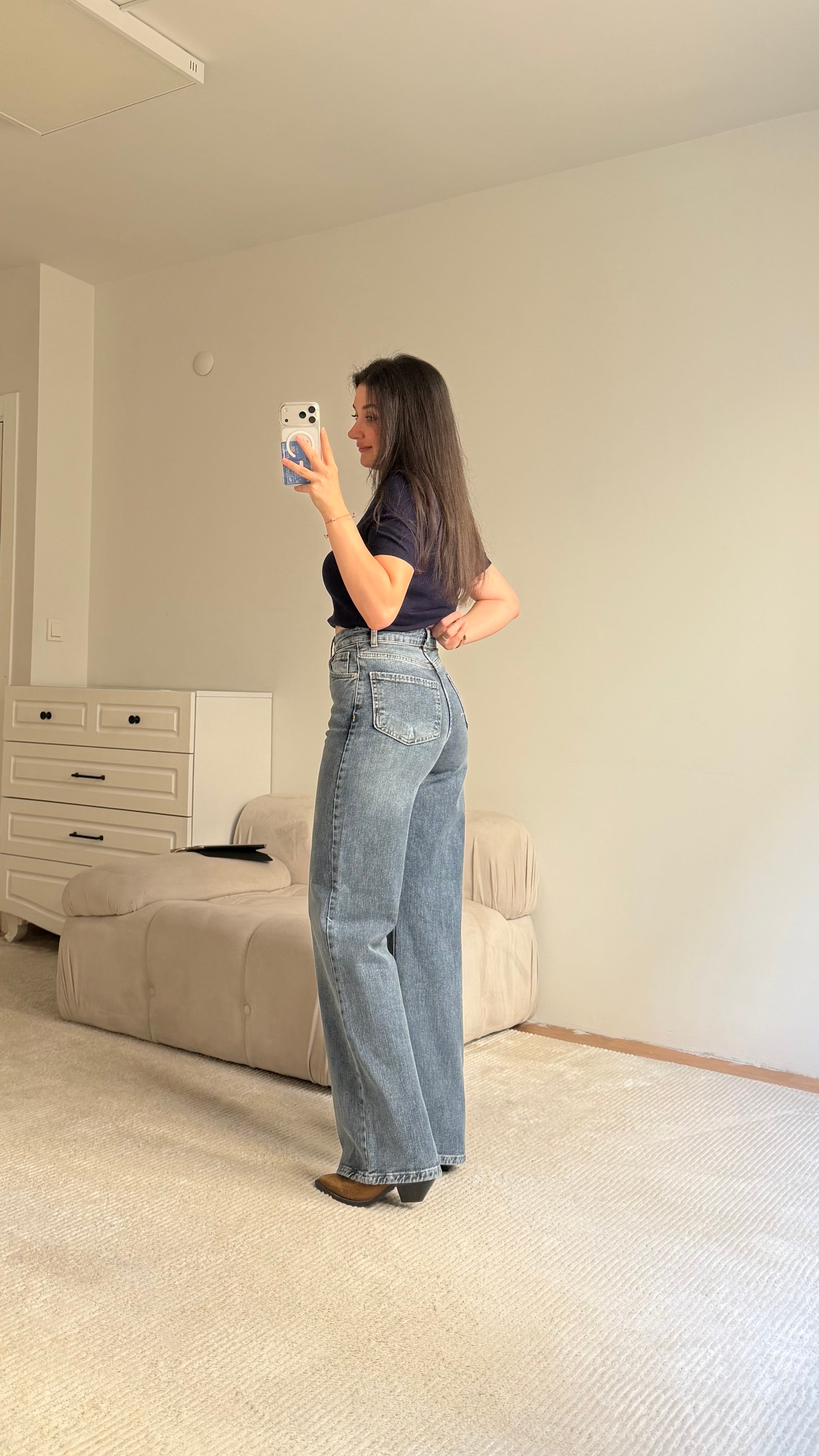 Marka Koyu Mavi Comfort Wide Leg Jean