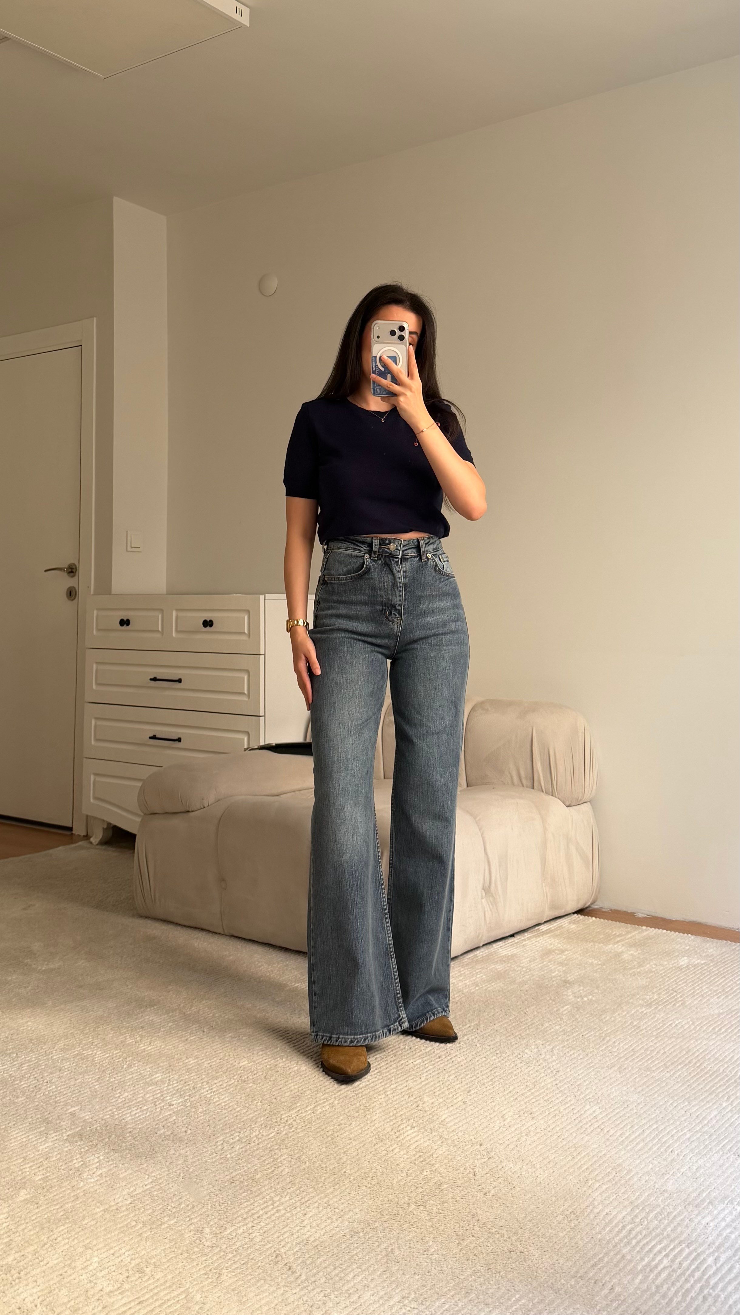 Marka Koyu Mavi Comfort Wide Leg Jean