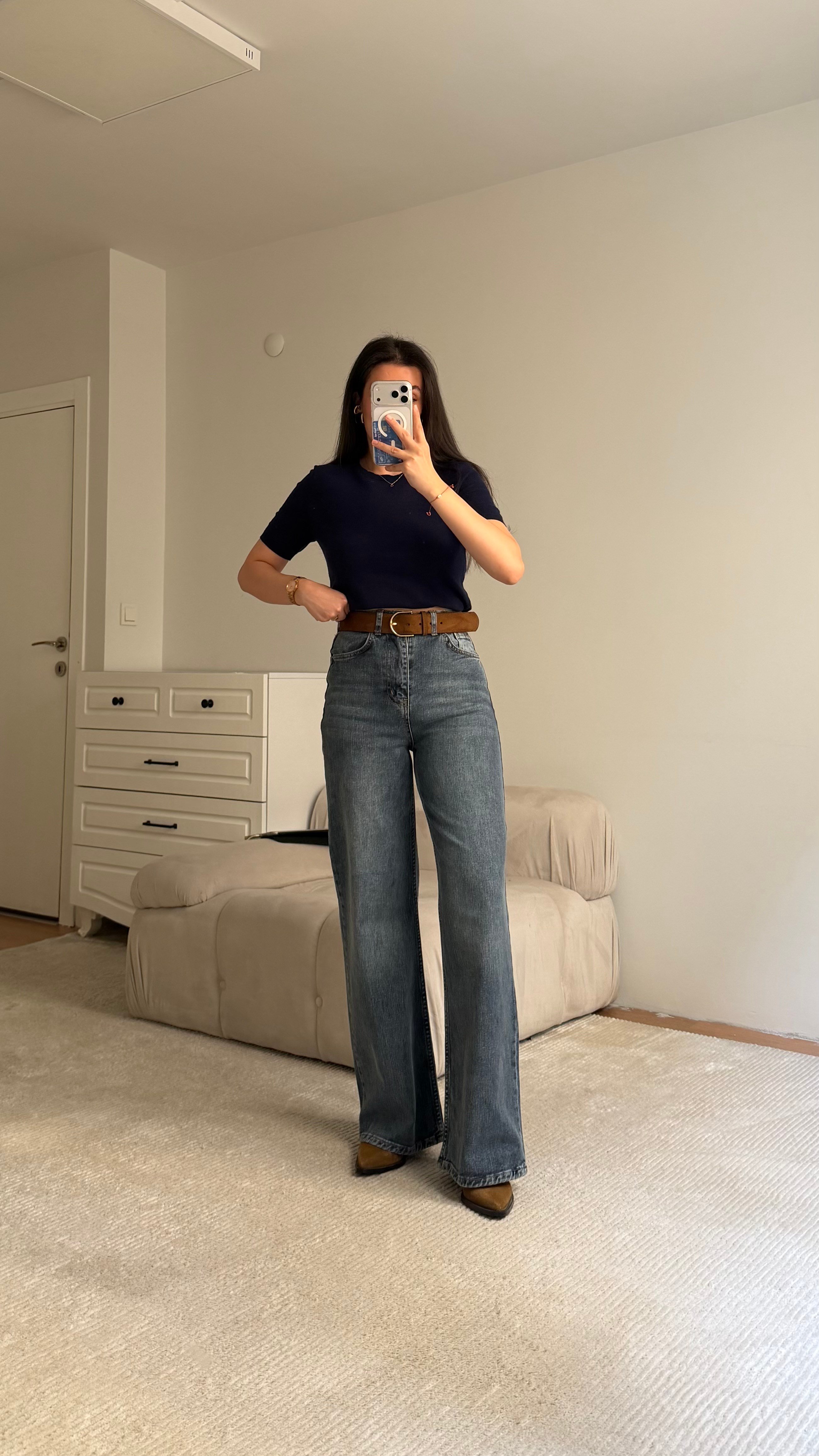 Marka Koyu Mavi Comfort Wide Leg Jean