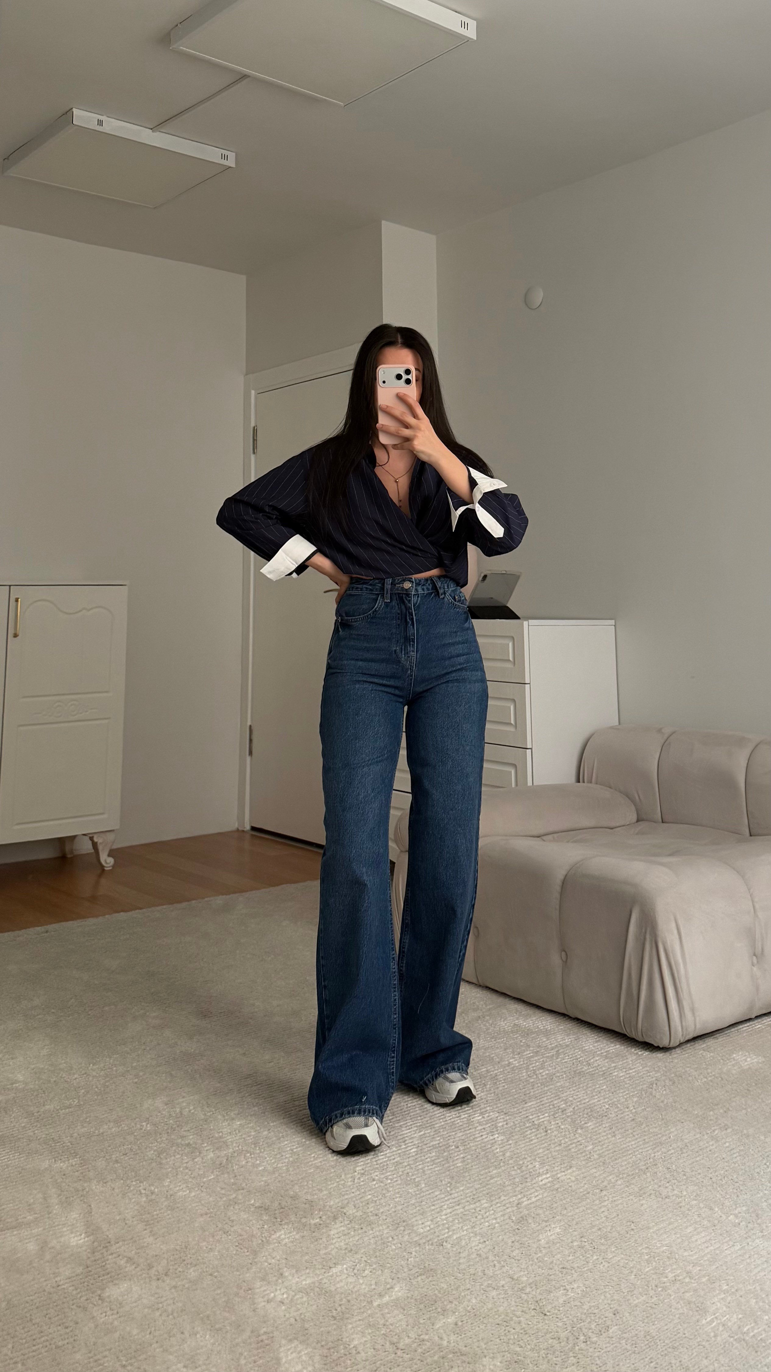 Marka Koyu Mavi Wide Leg Jean