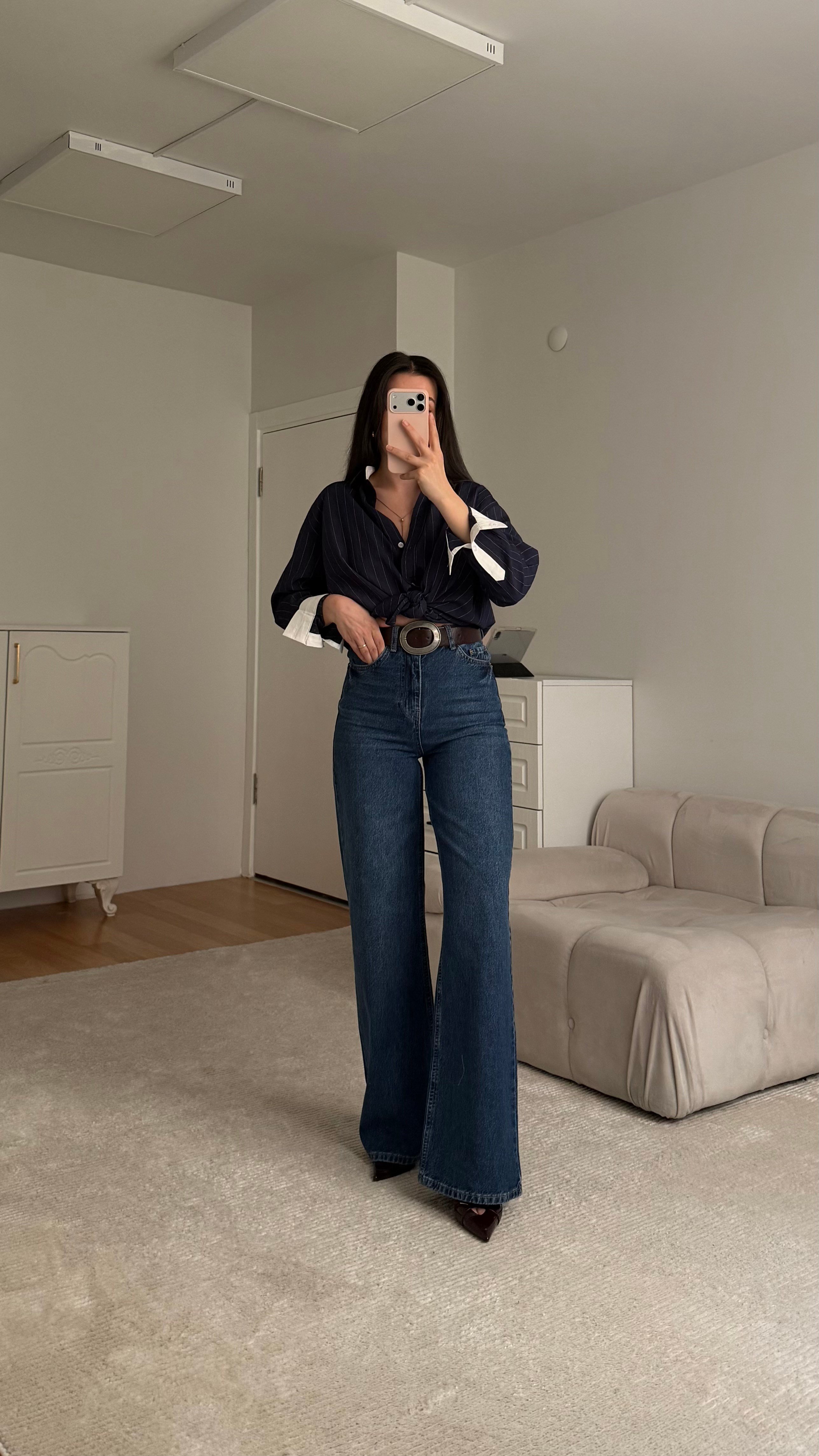Marka Koyu Mavi Wide Leg Jean