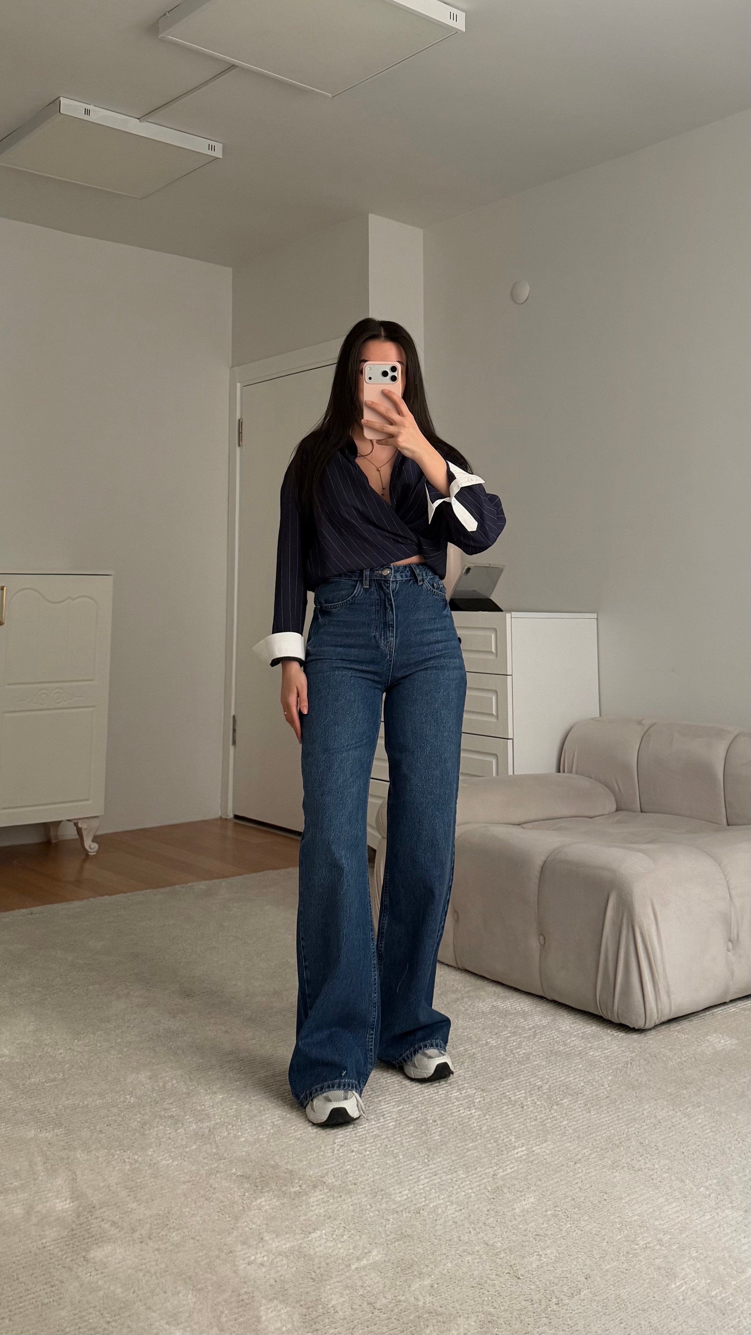 Marka Koyu Mavi Wide Leg Jean