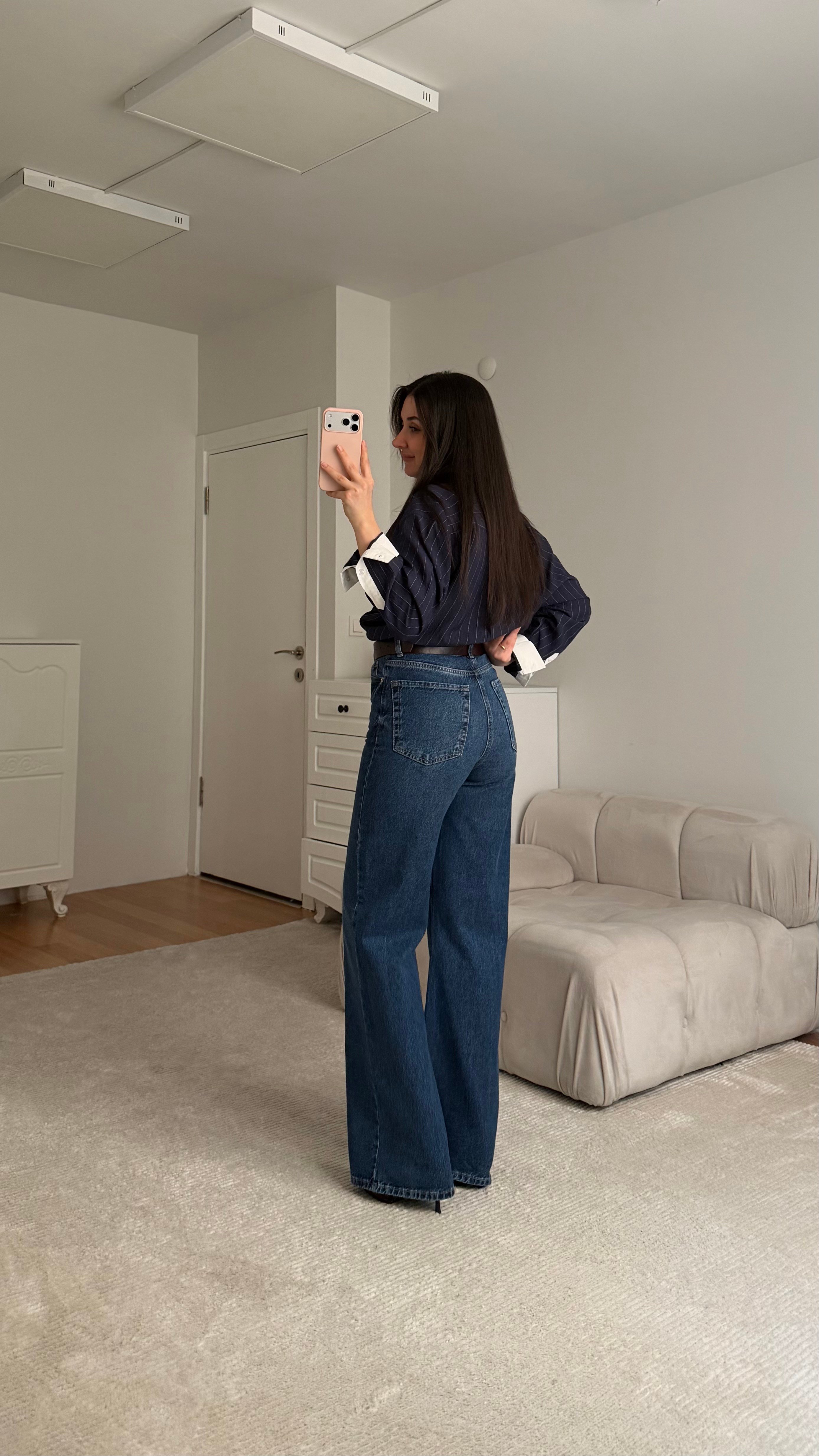 Marka Koyu Mavi Wide Leg Jean