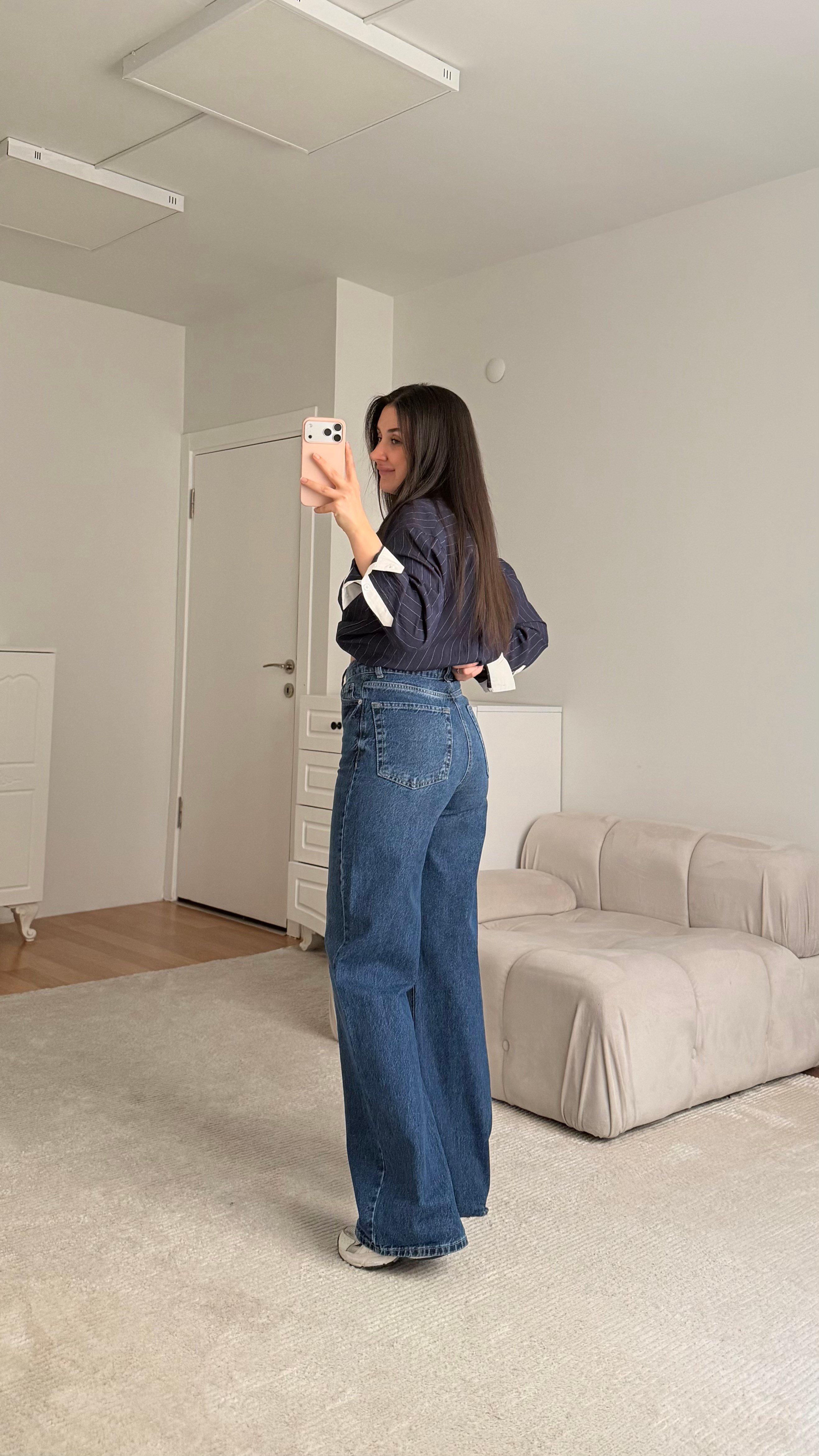 Marka Koyu Mavi Wide Leg Jean