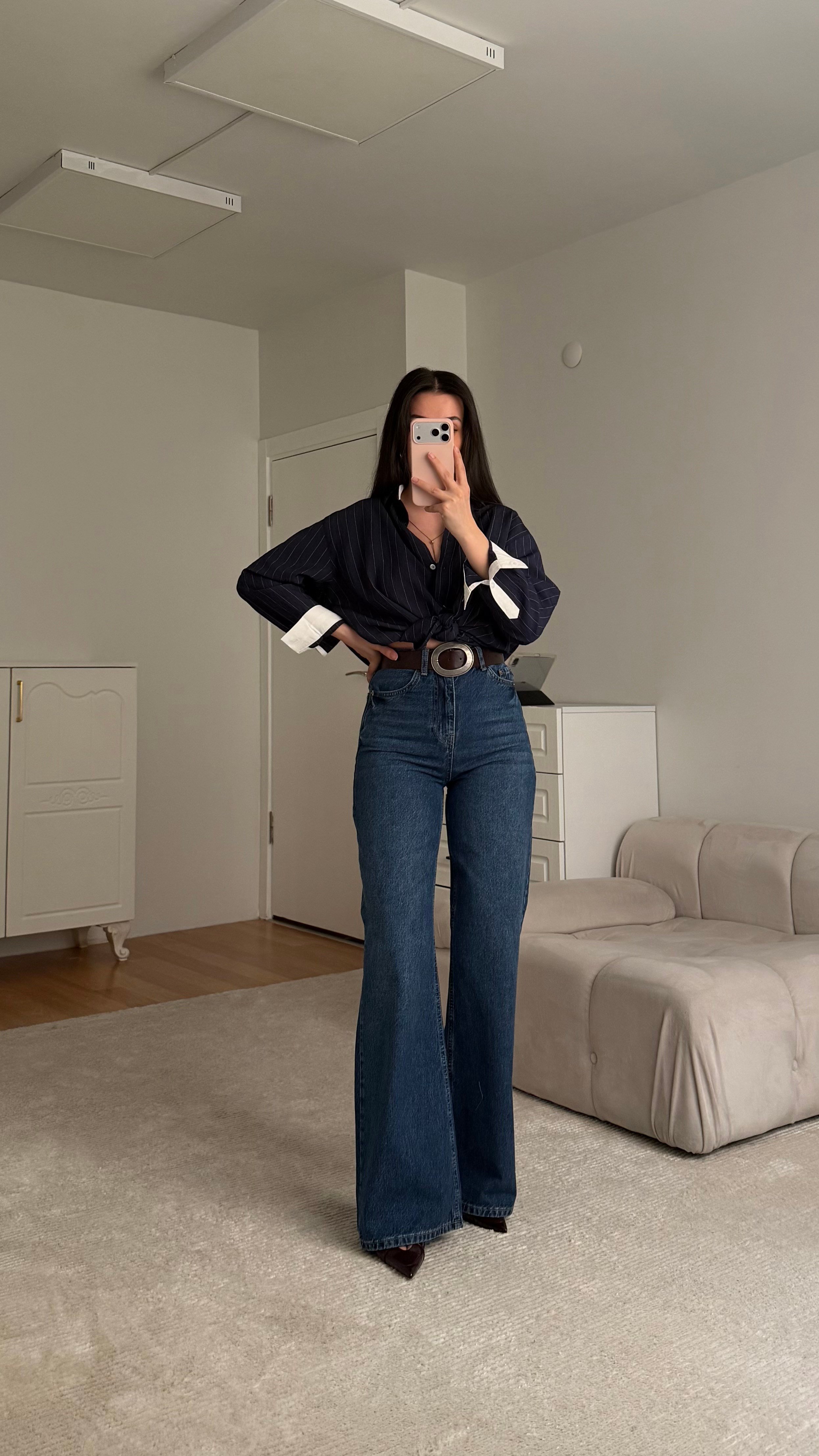 Marka Koyu Mavi Wide Leg Jean