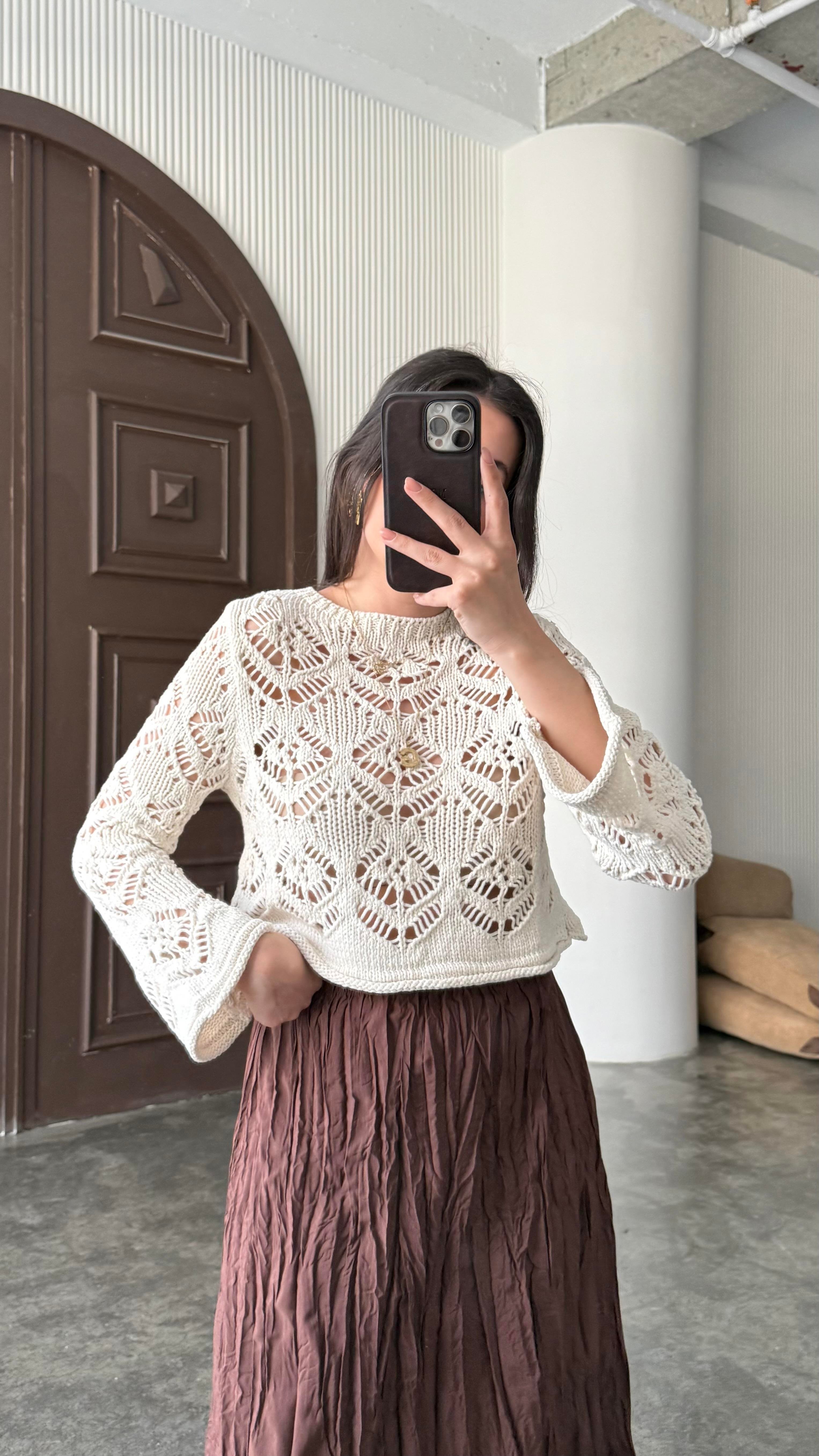 Marka Krem İspanyol Kol Ajurlu Triko 