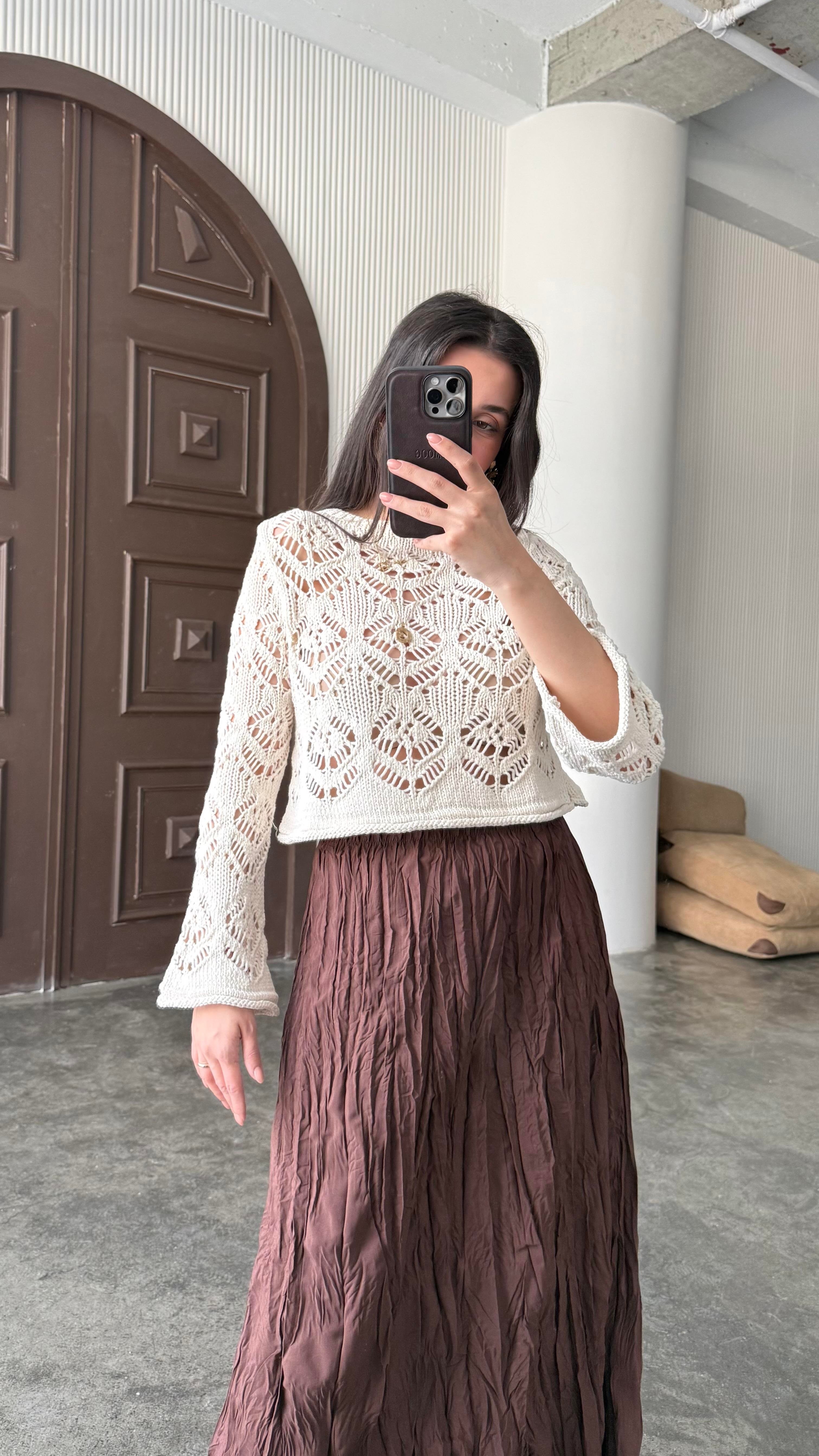 Marka Krem İspanyol Kol Ajurlu Triko 