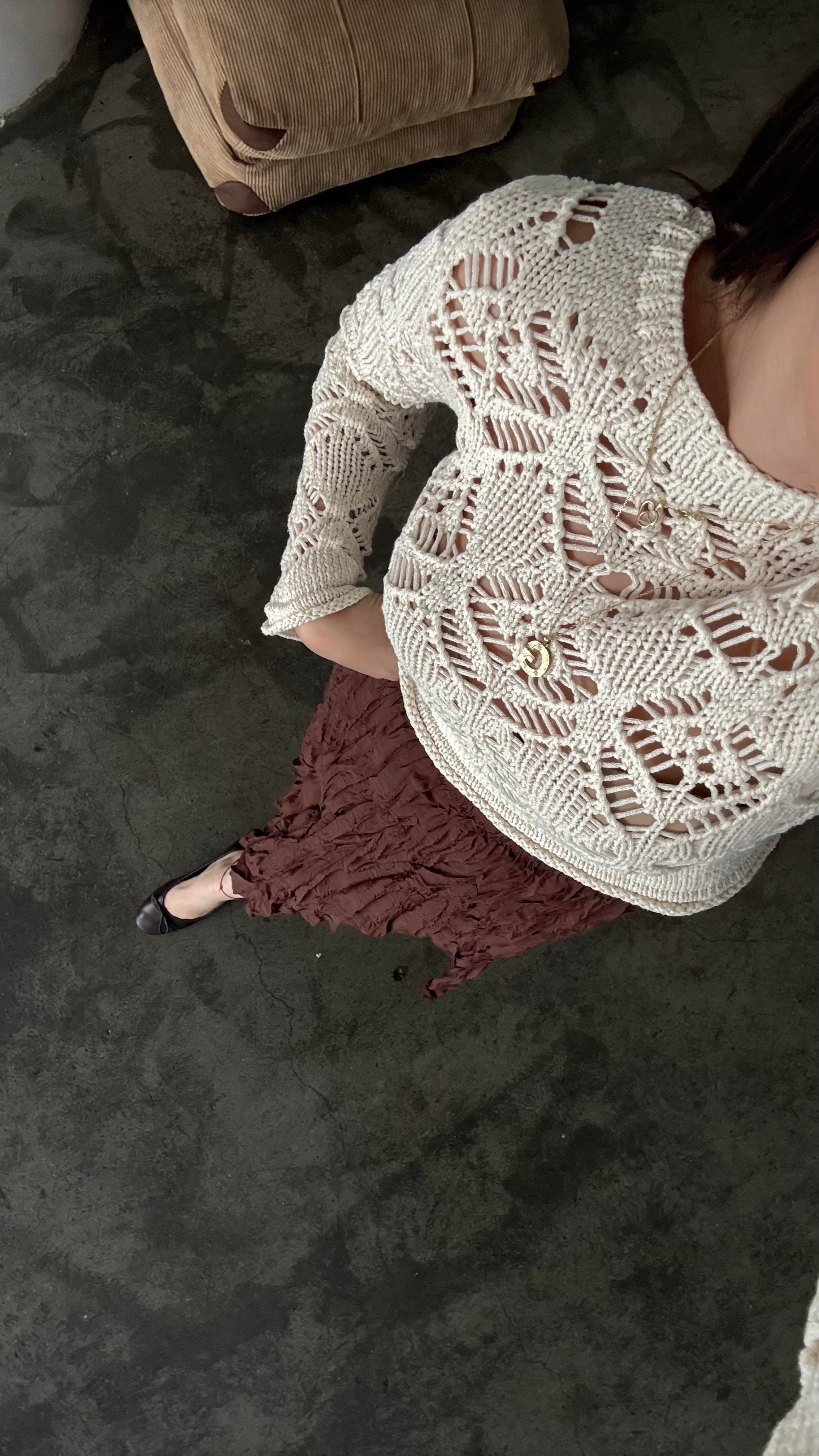 Marka Krem İspanyol Kol Ajurlu Triko 