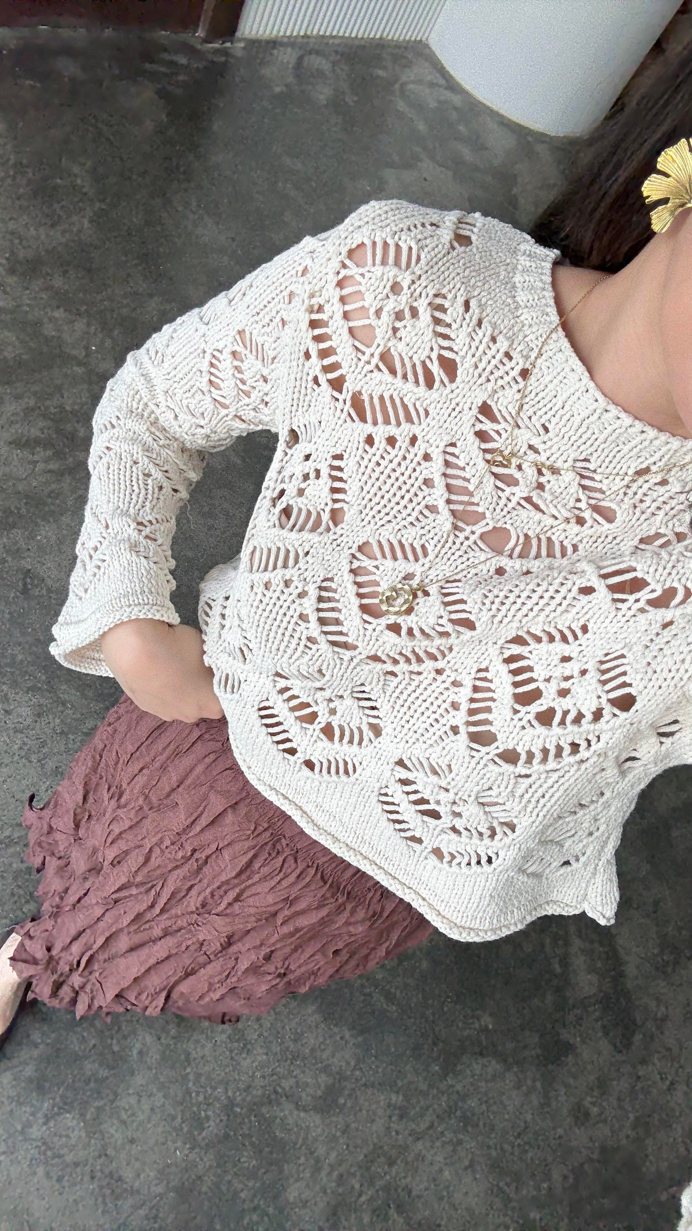 Marka Krem İspanyol Kol Ajurlu Triko 