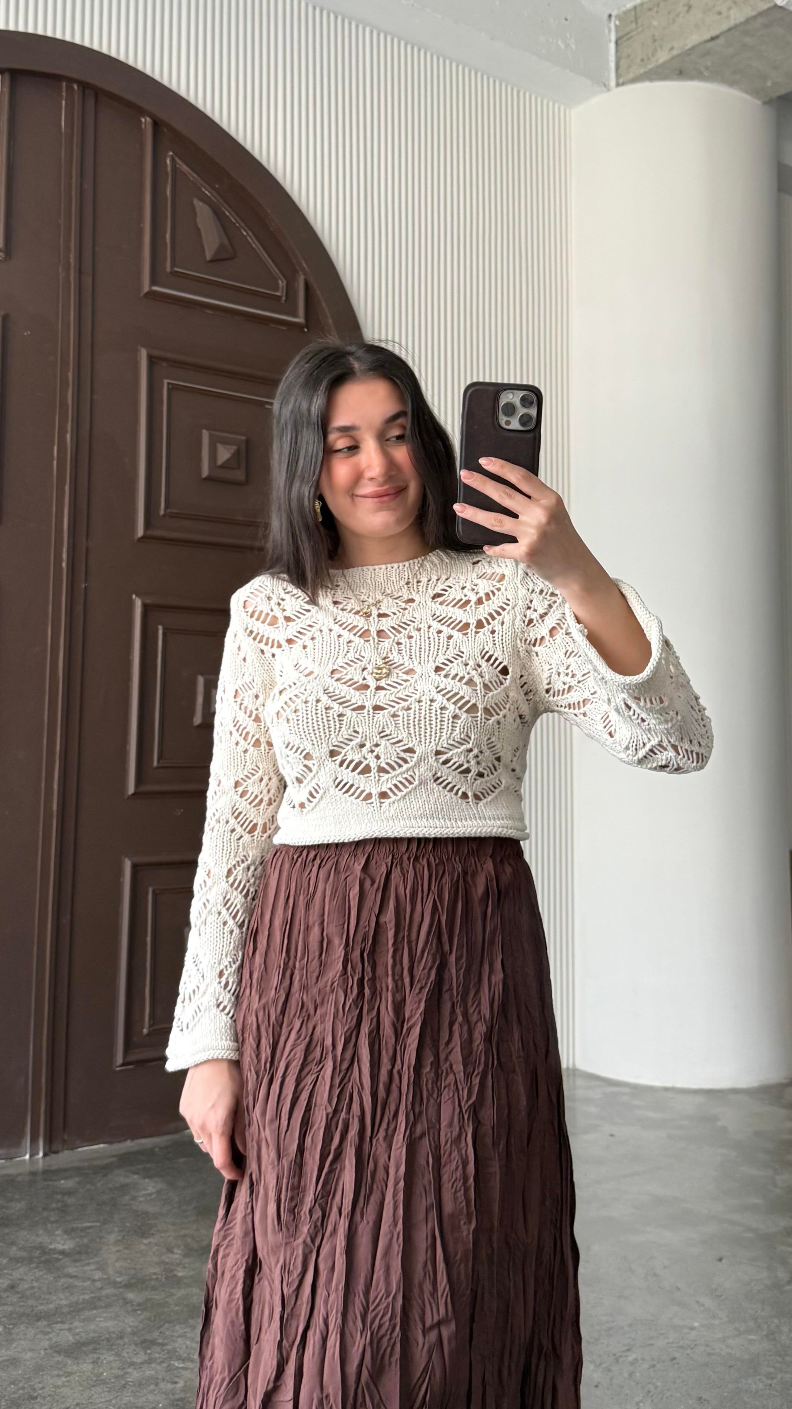 Marka Krem İspanyol Kol Ajurlu Triko 