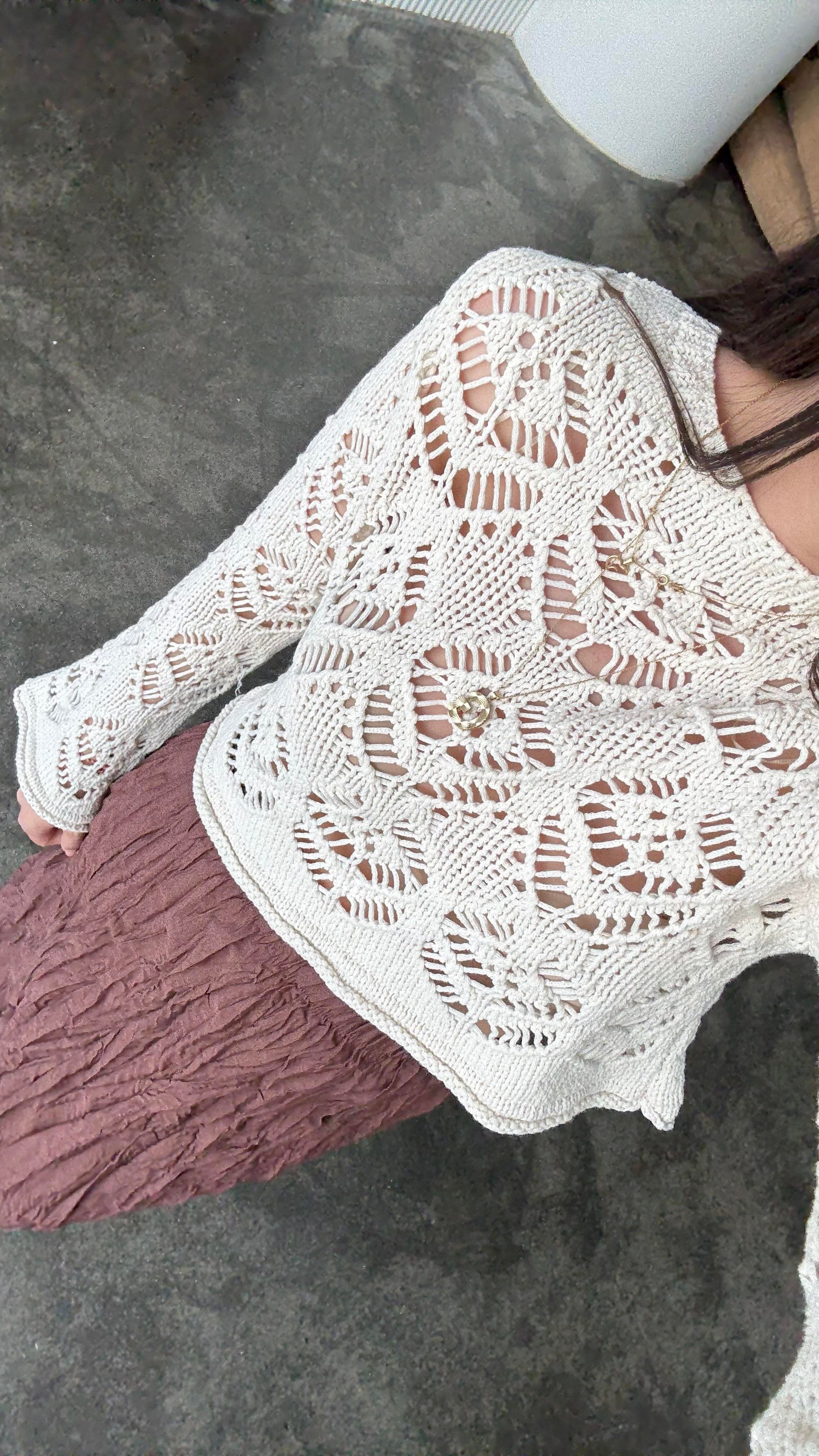 Marka Krem İspanyol Kol Ajurlu Triko 