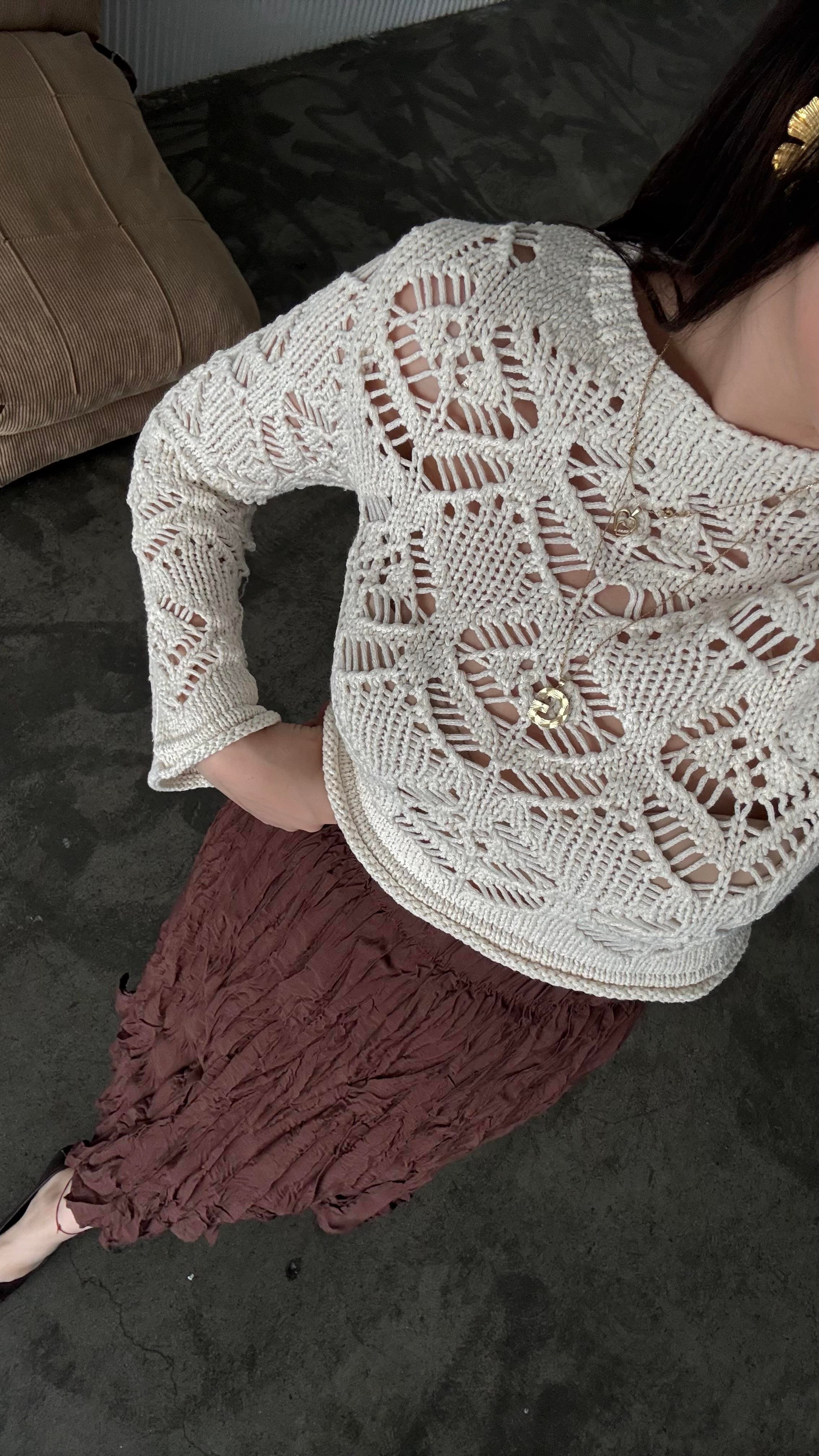 Marka Krem İspanyol Kol Ajurlu Triko 