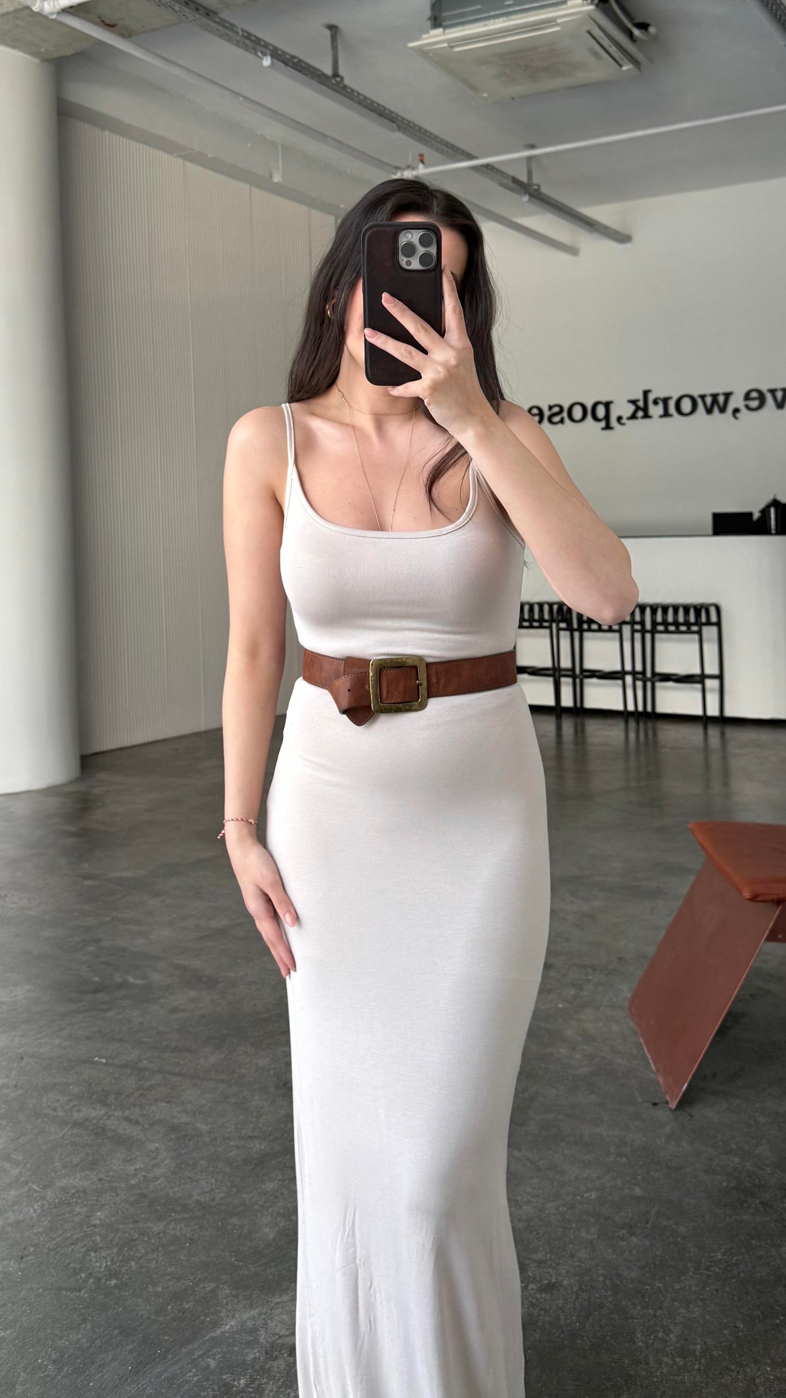 Marka Krem Soft Touch Maxi Elbise