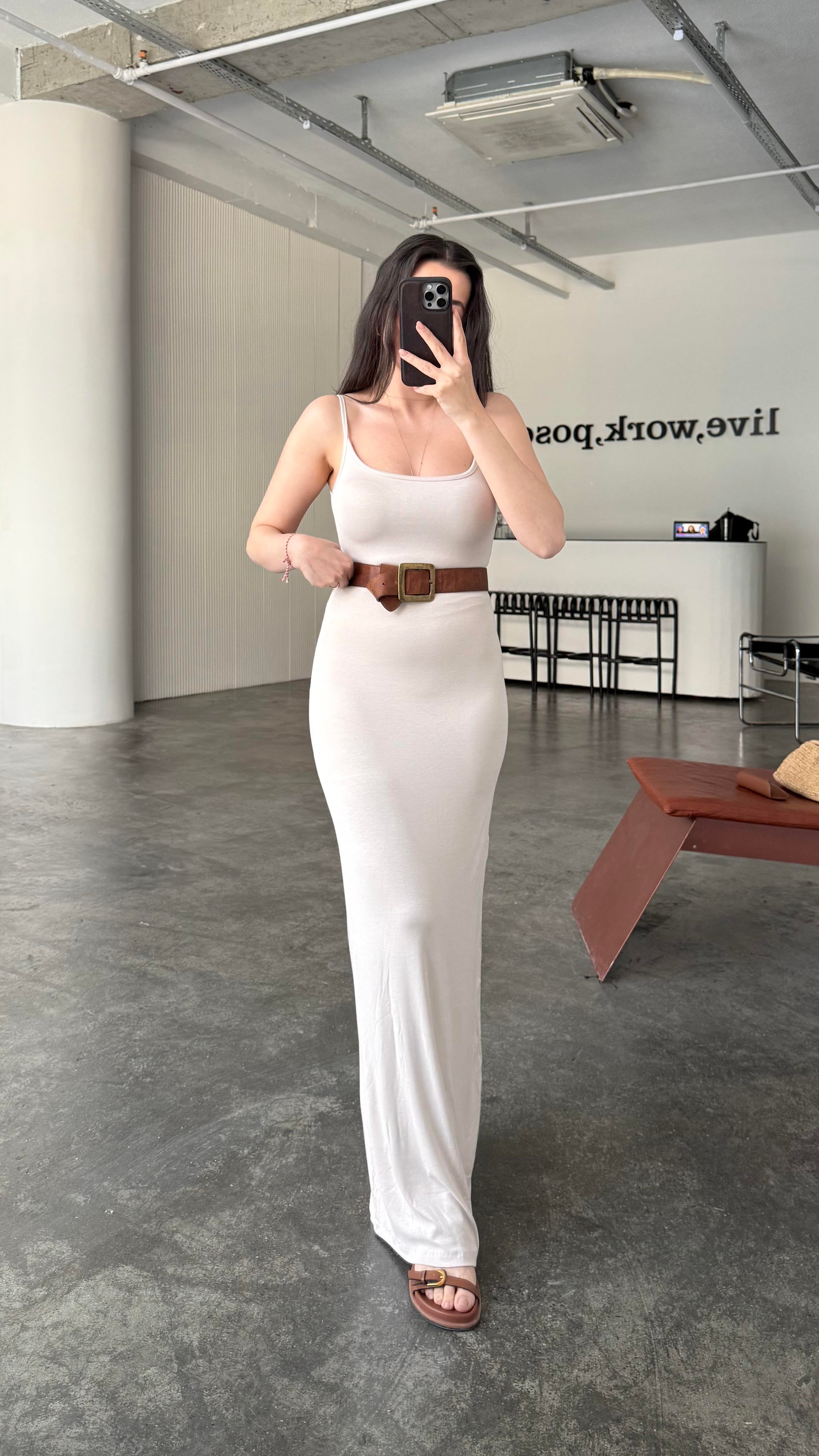 Marka Krem Soft Touch Maxi Elbise