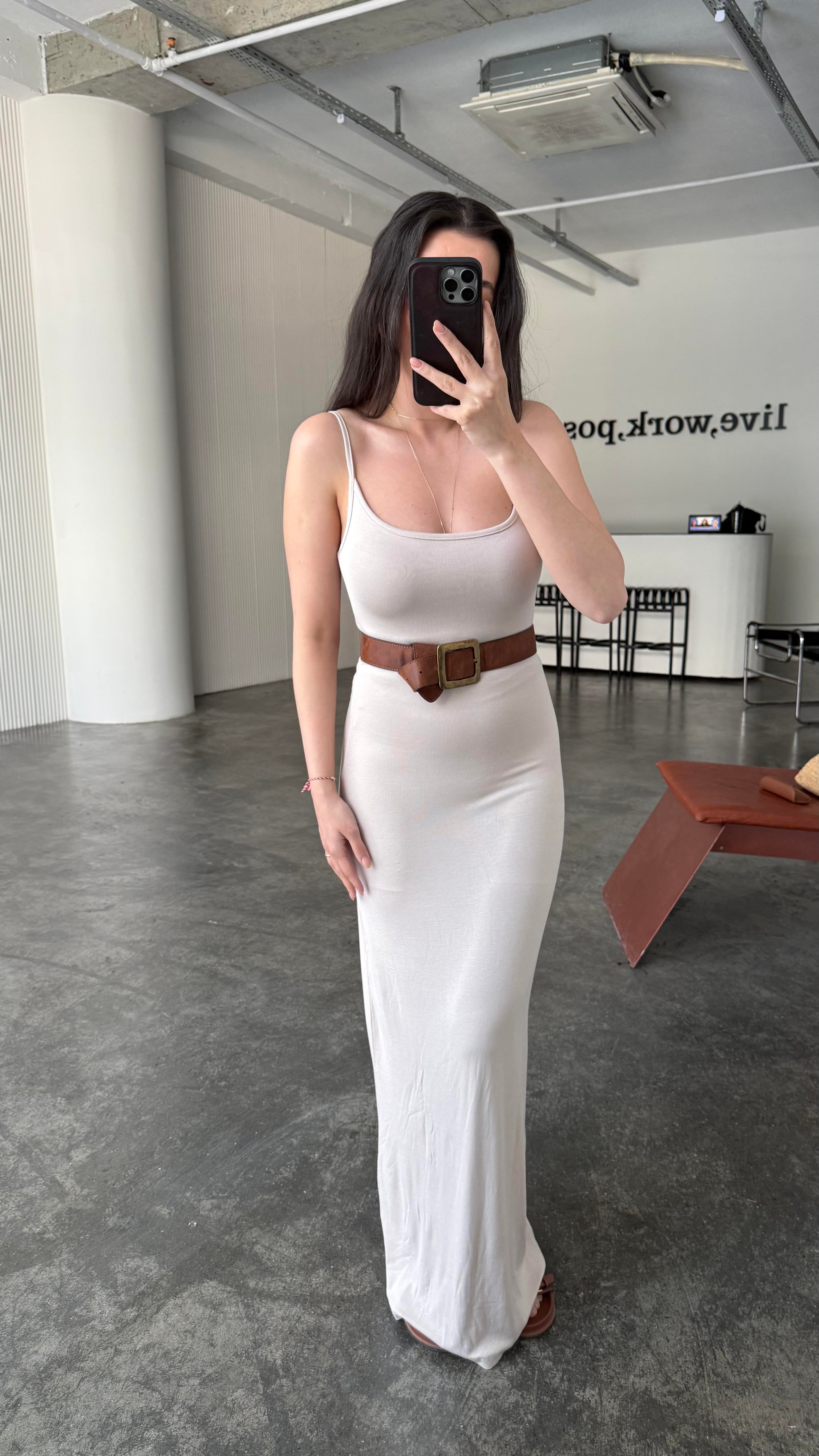 Marka Krem Soft Touch Maxi Elbise