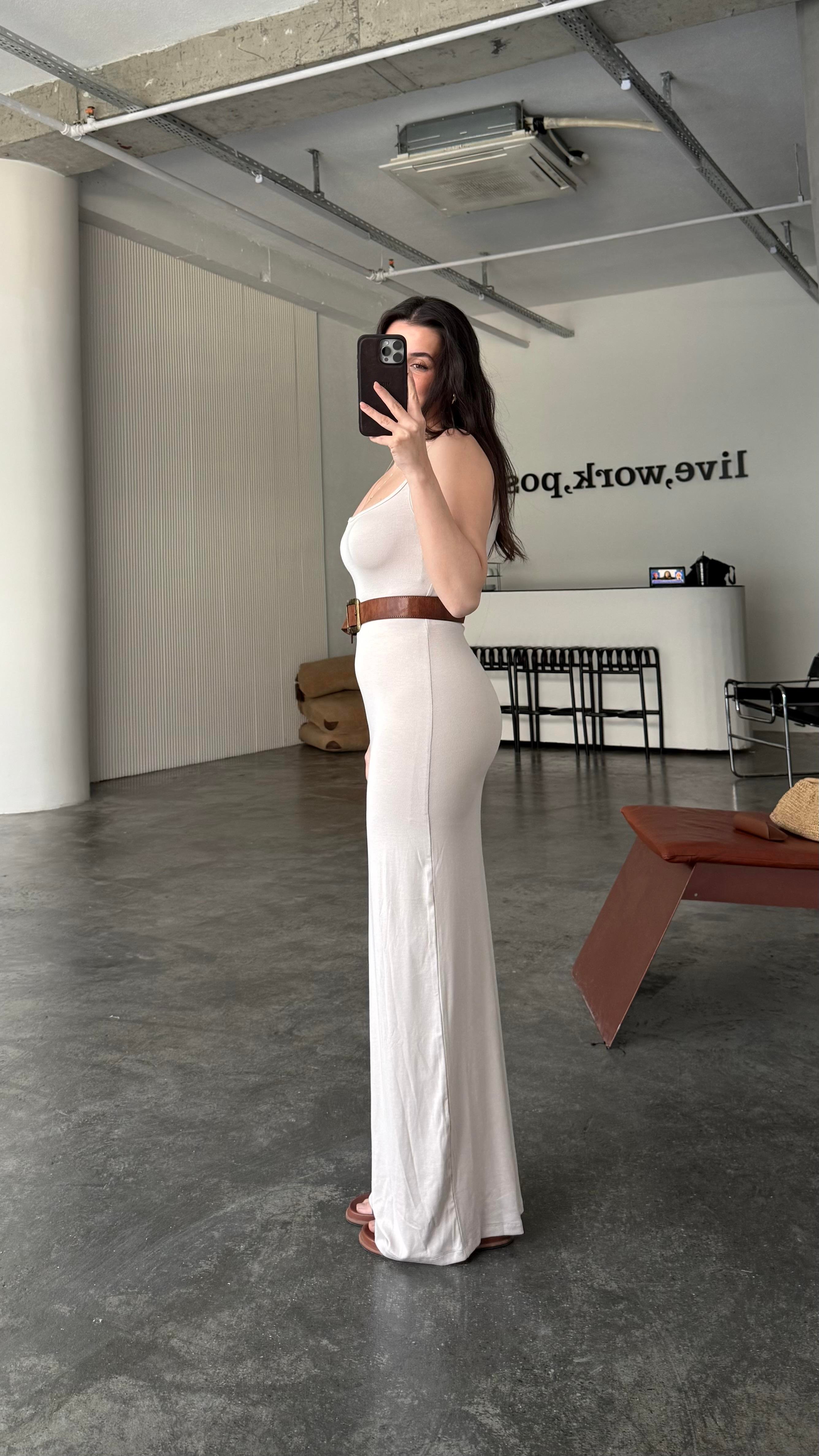 Marka Krem Soft Touch Maxi Elbise