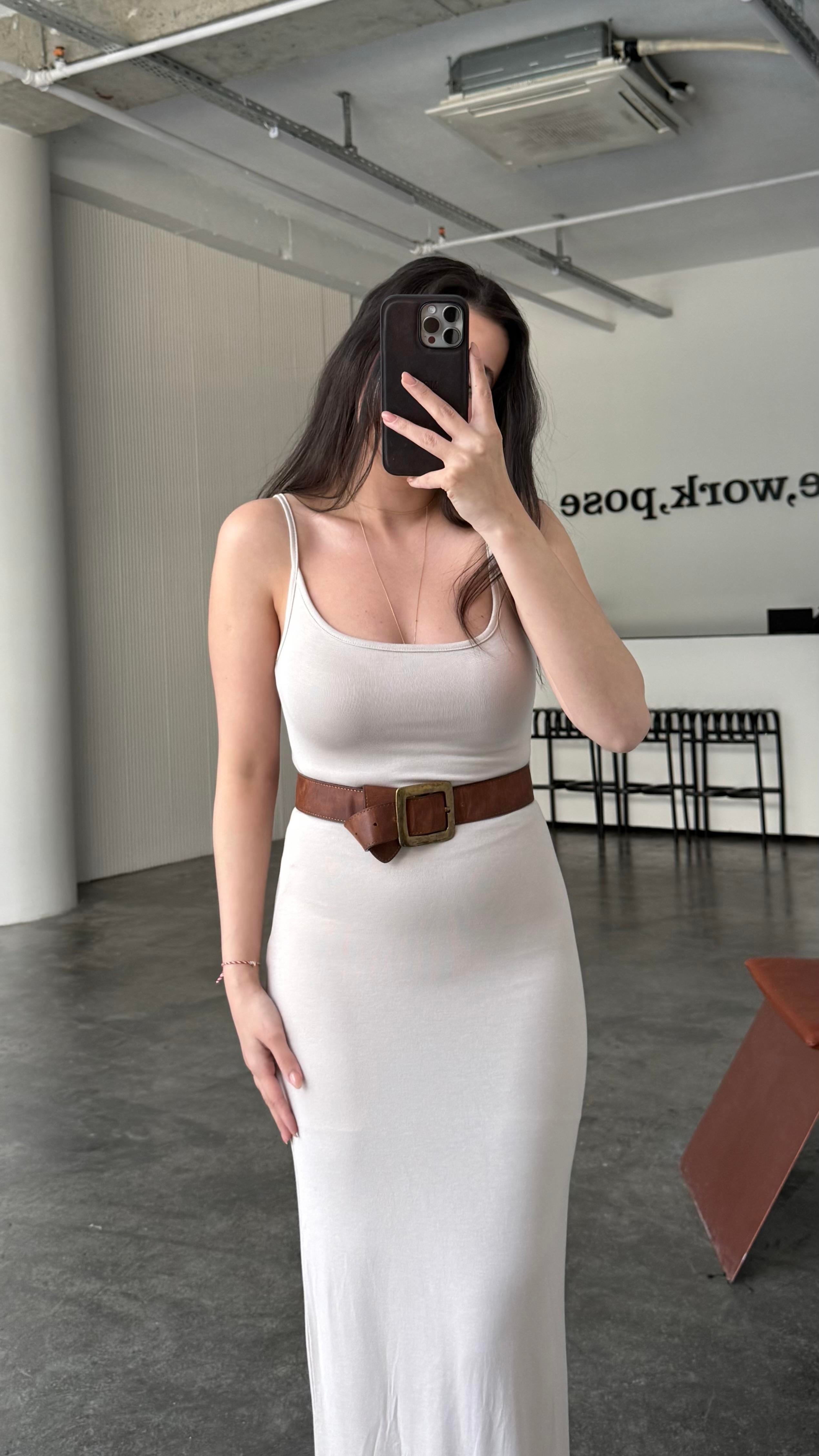 Marka Krem Soft Touch Maxi Elbise