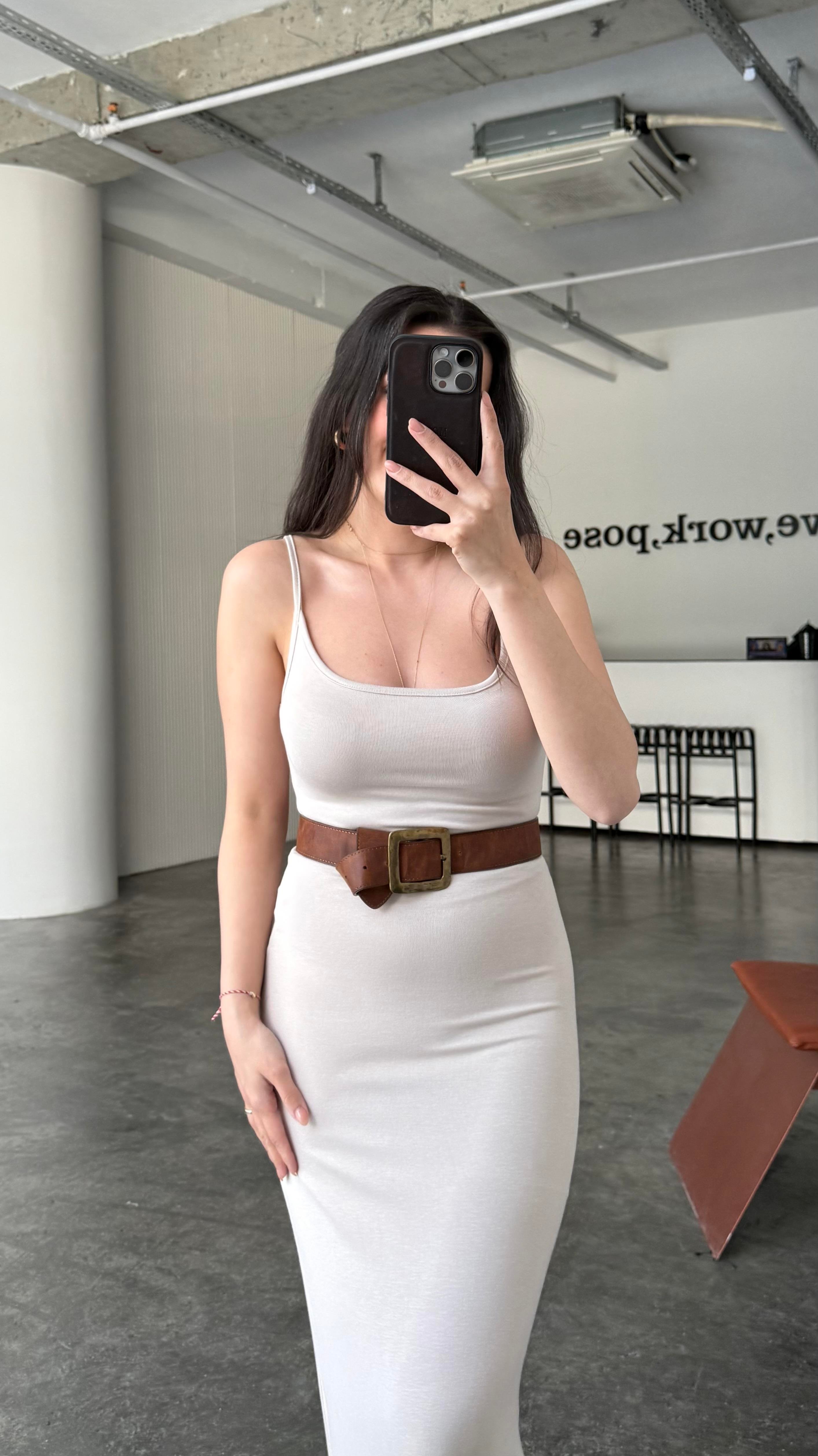 Marka Krem Soft Touch Maxi Elbise