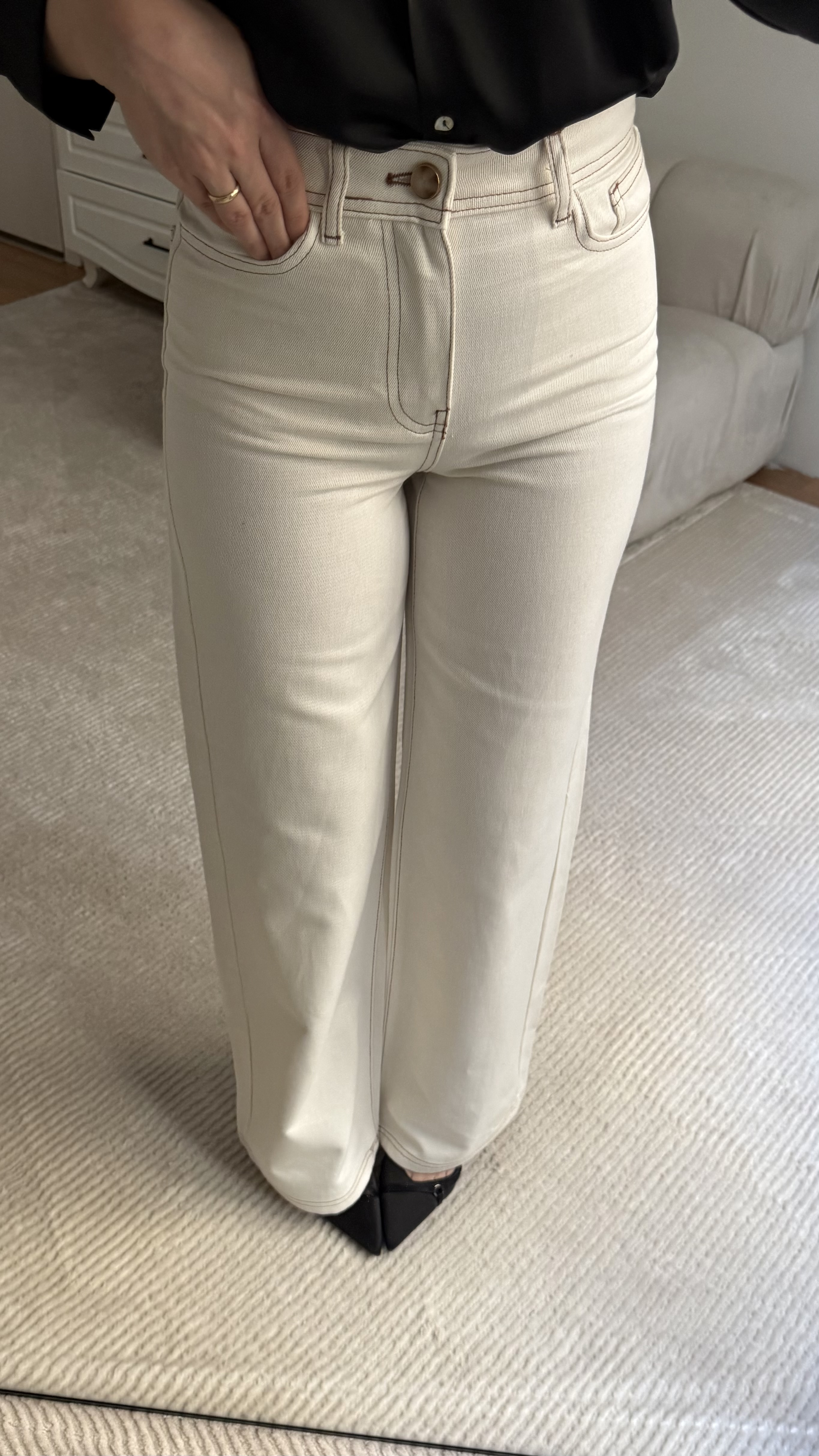 Marka Krem Wide Leg Jean