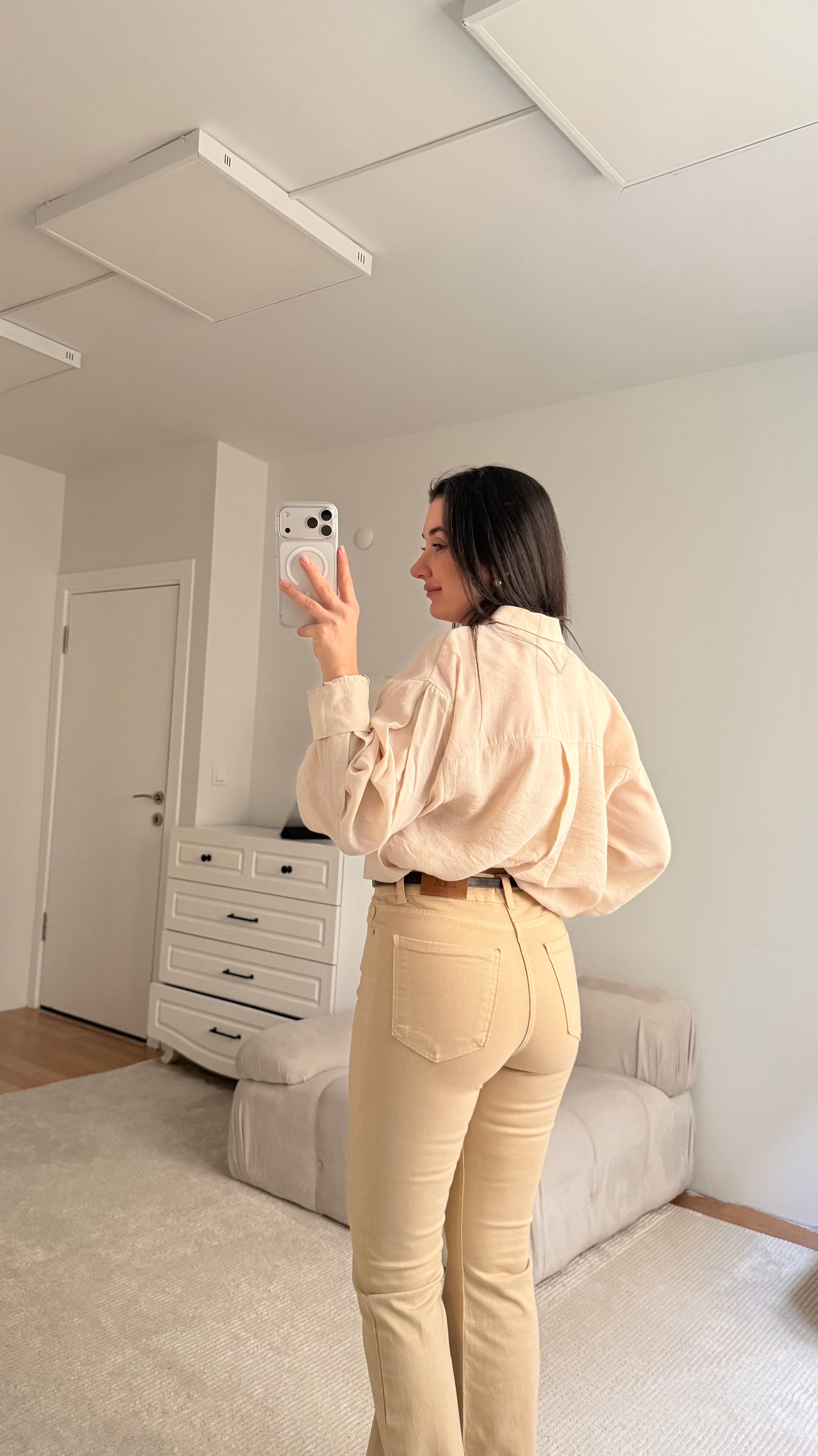 Marka Kum Beji Oversize Tensel Gömlek