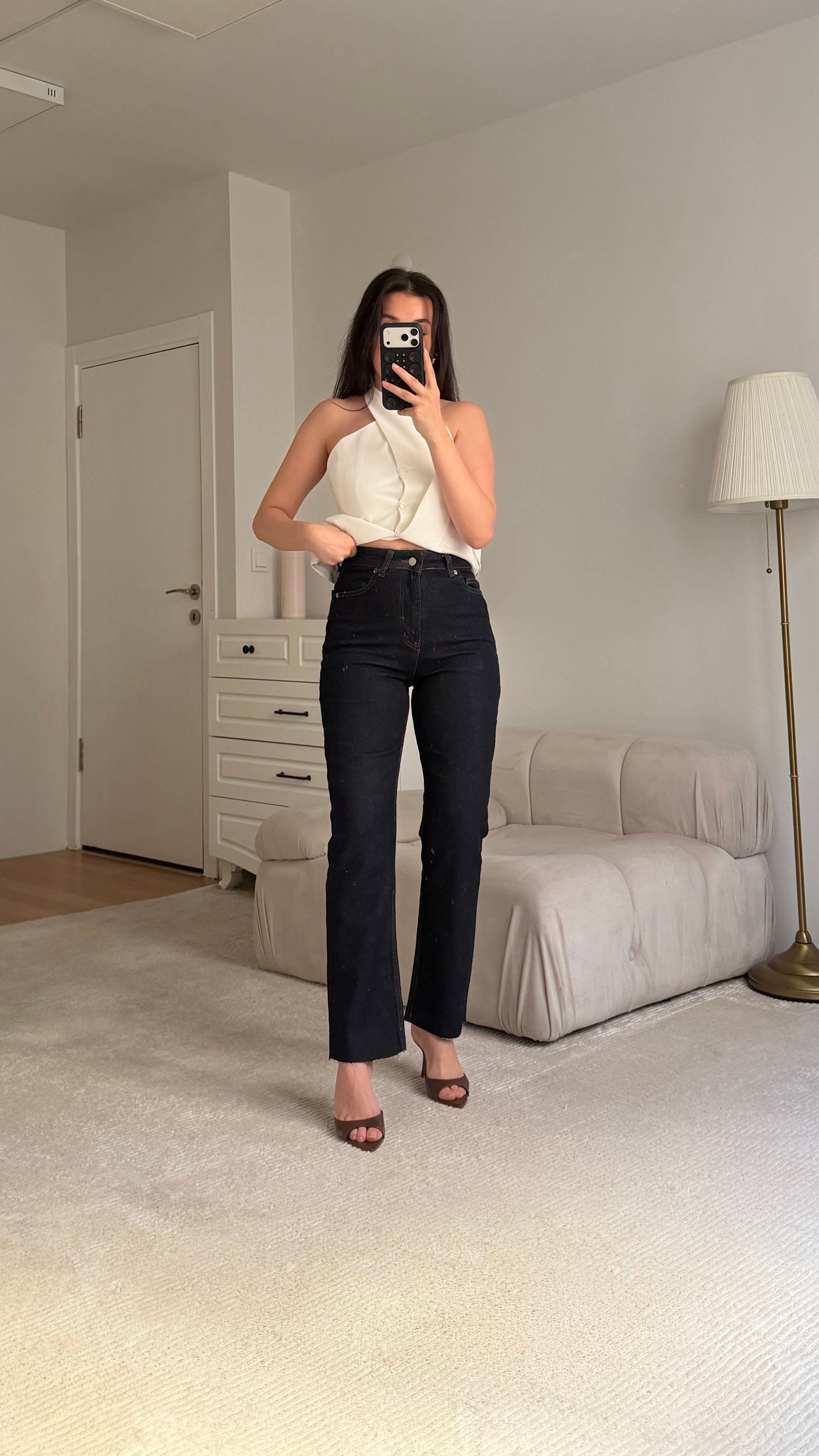 Marka Laci Ultra Yüksek Bel Straight Fıt Jean 